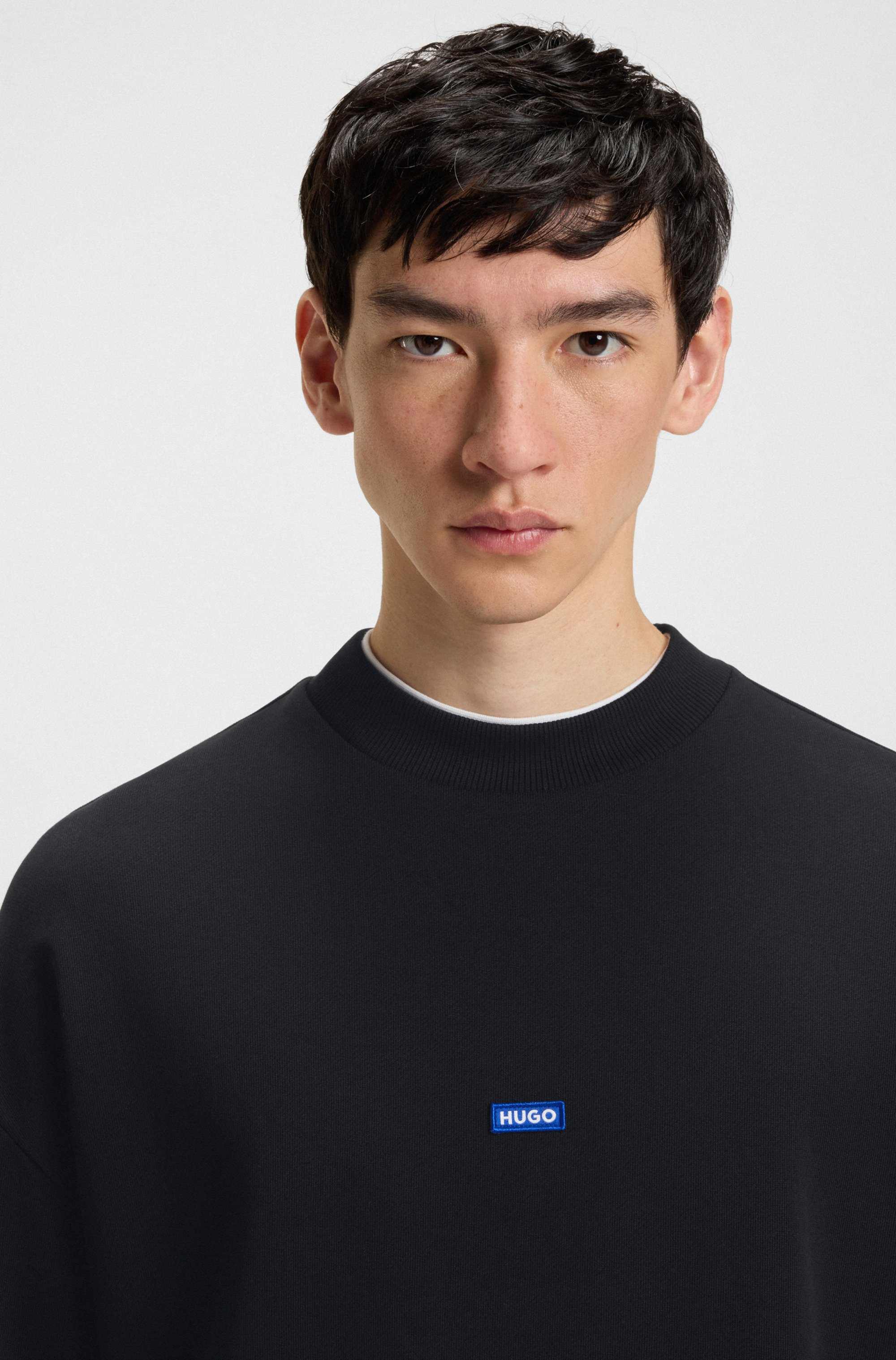 Cotton-terry sweatshirt with blue logo patch