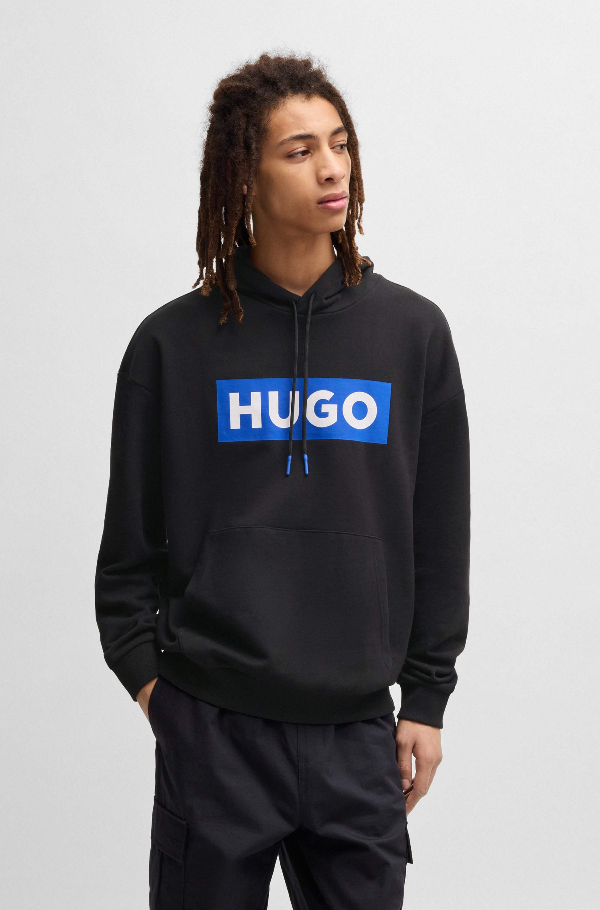 Regular-fit hoodie in cotton terry with logo print
