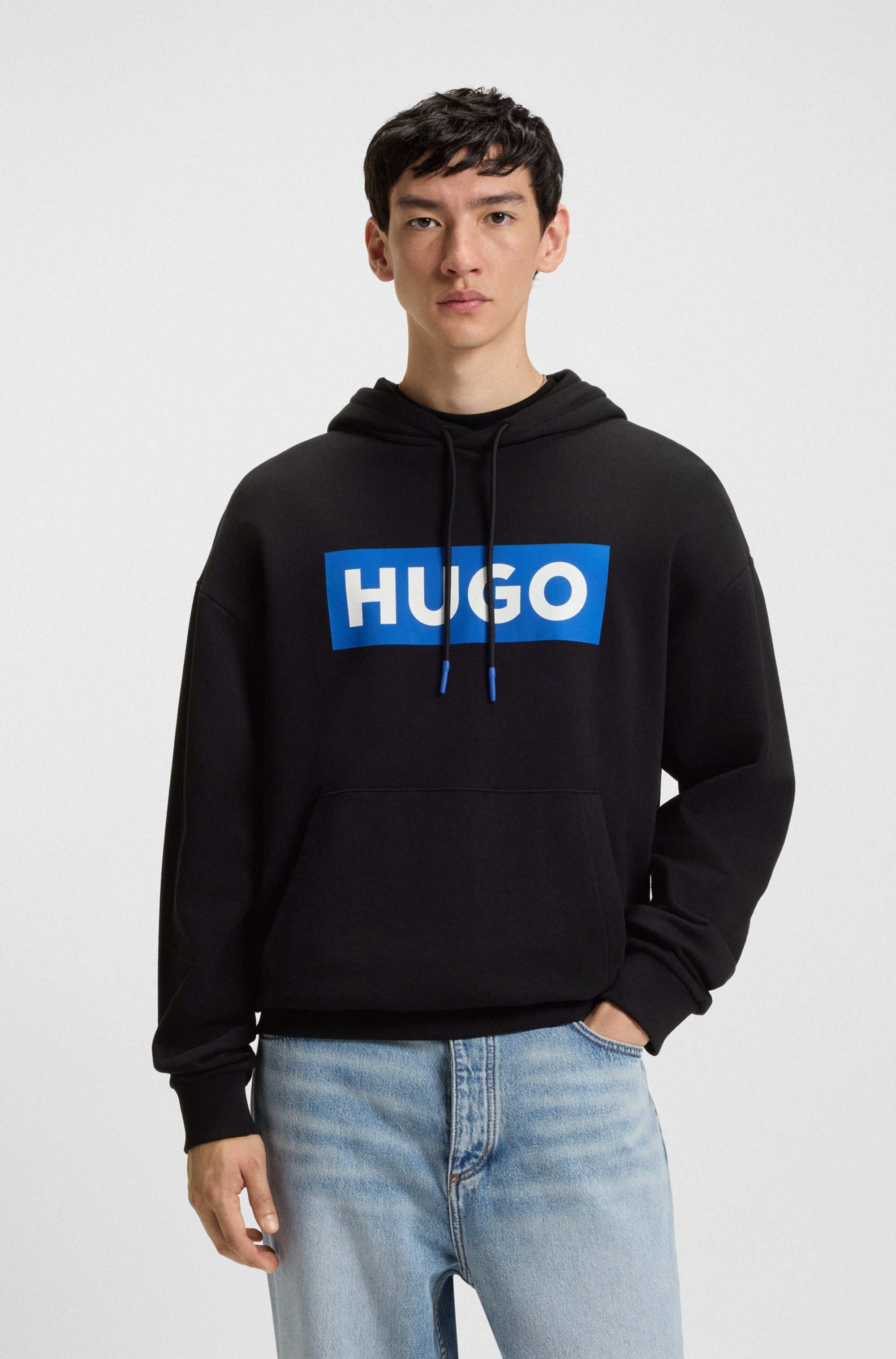 Regular-fit hoodie in cotton terry with logo print