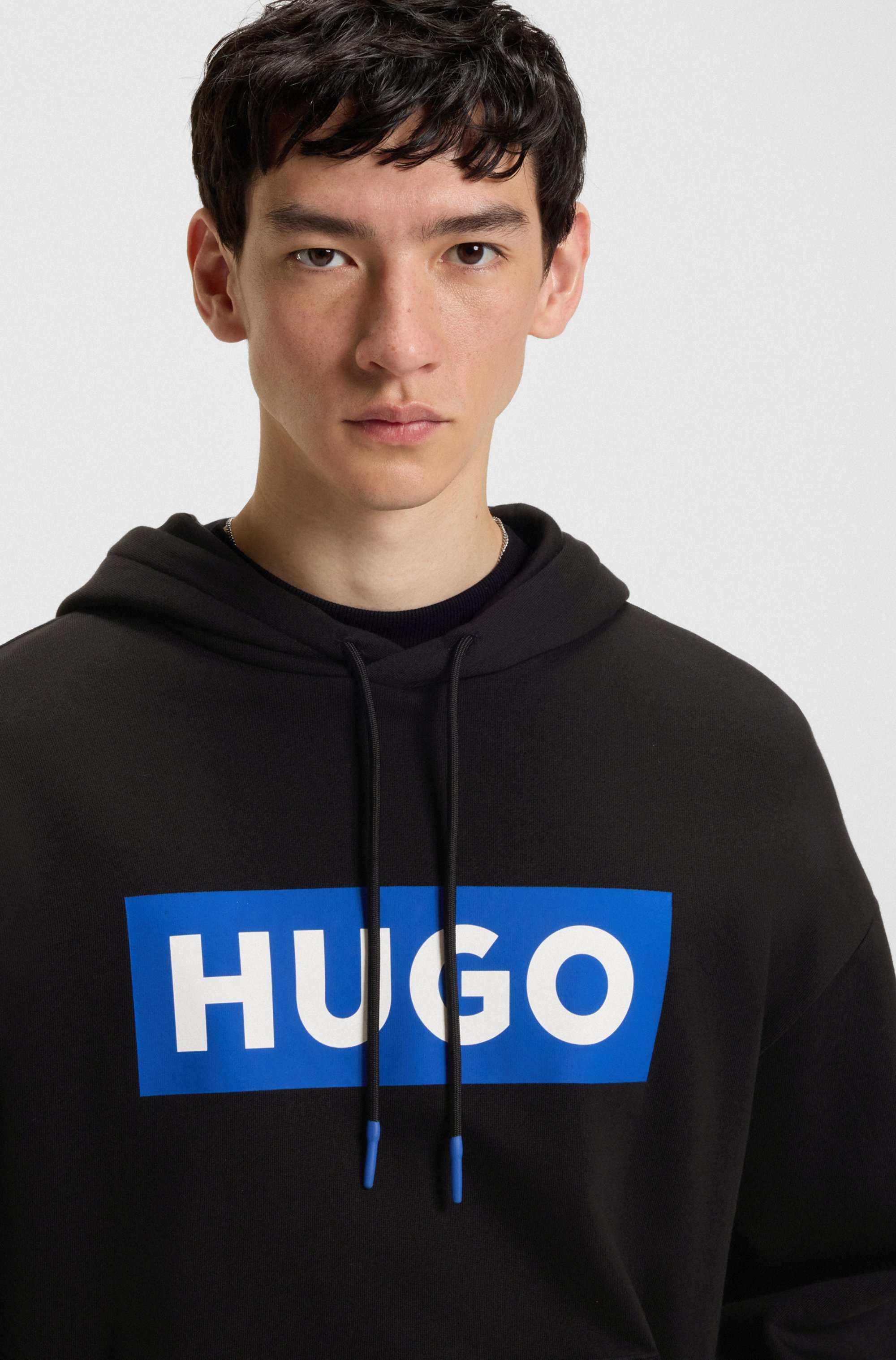 Regular-fit hoodie in cotton terry with logo print