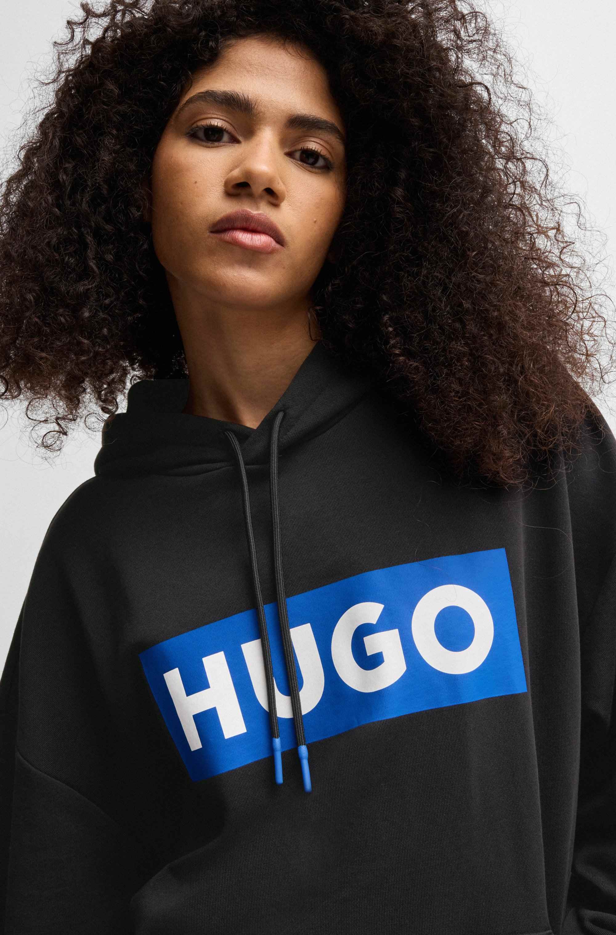 Regular-fit hoodie in cotton terry with logo print