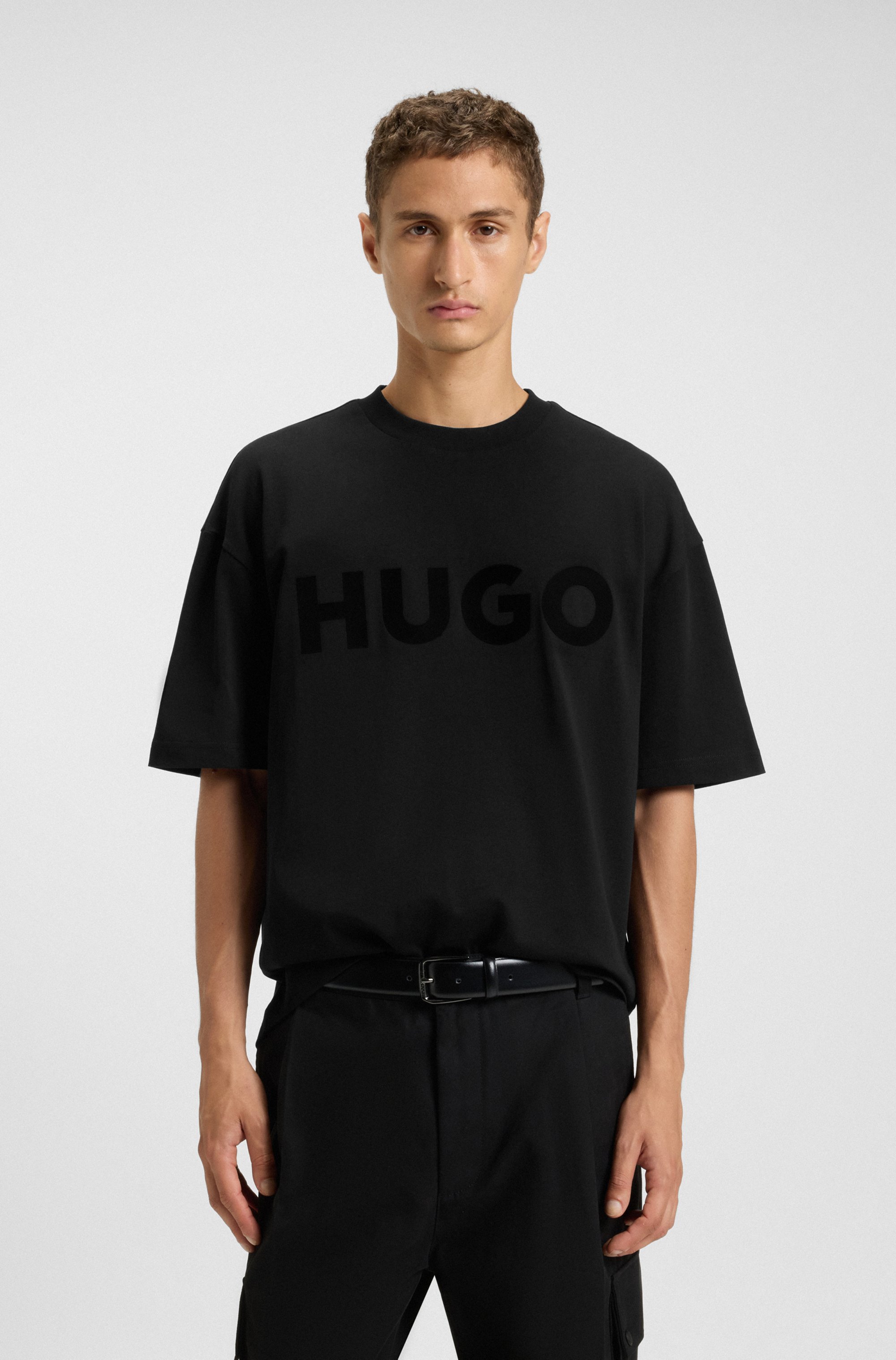 Cotton-jersey T-shirt with reflective logo