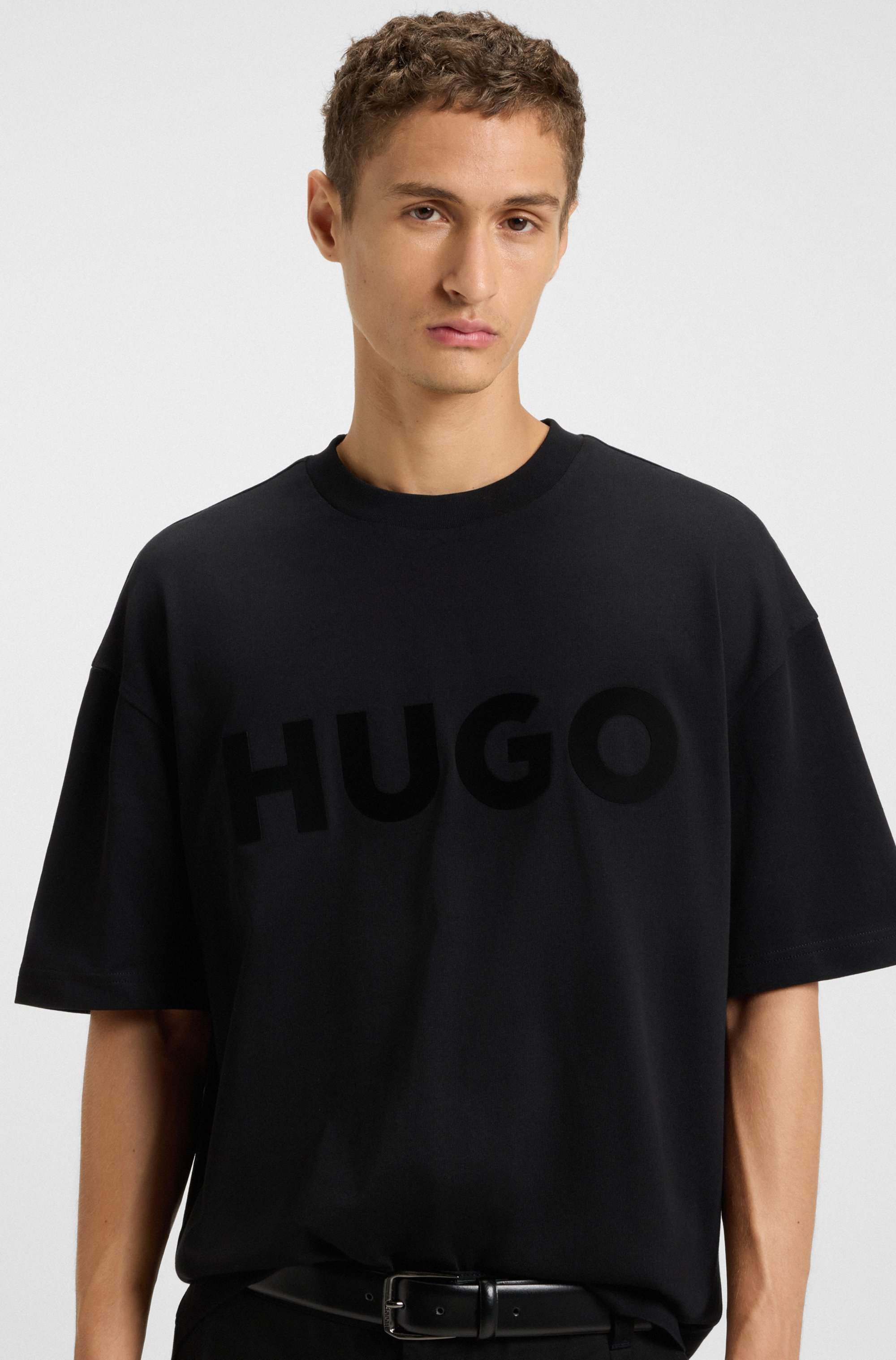 Cotton-jersey T-shirt with reflective logo