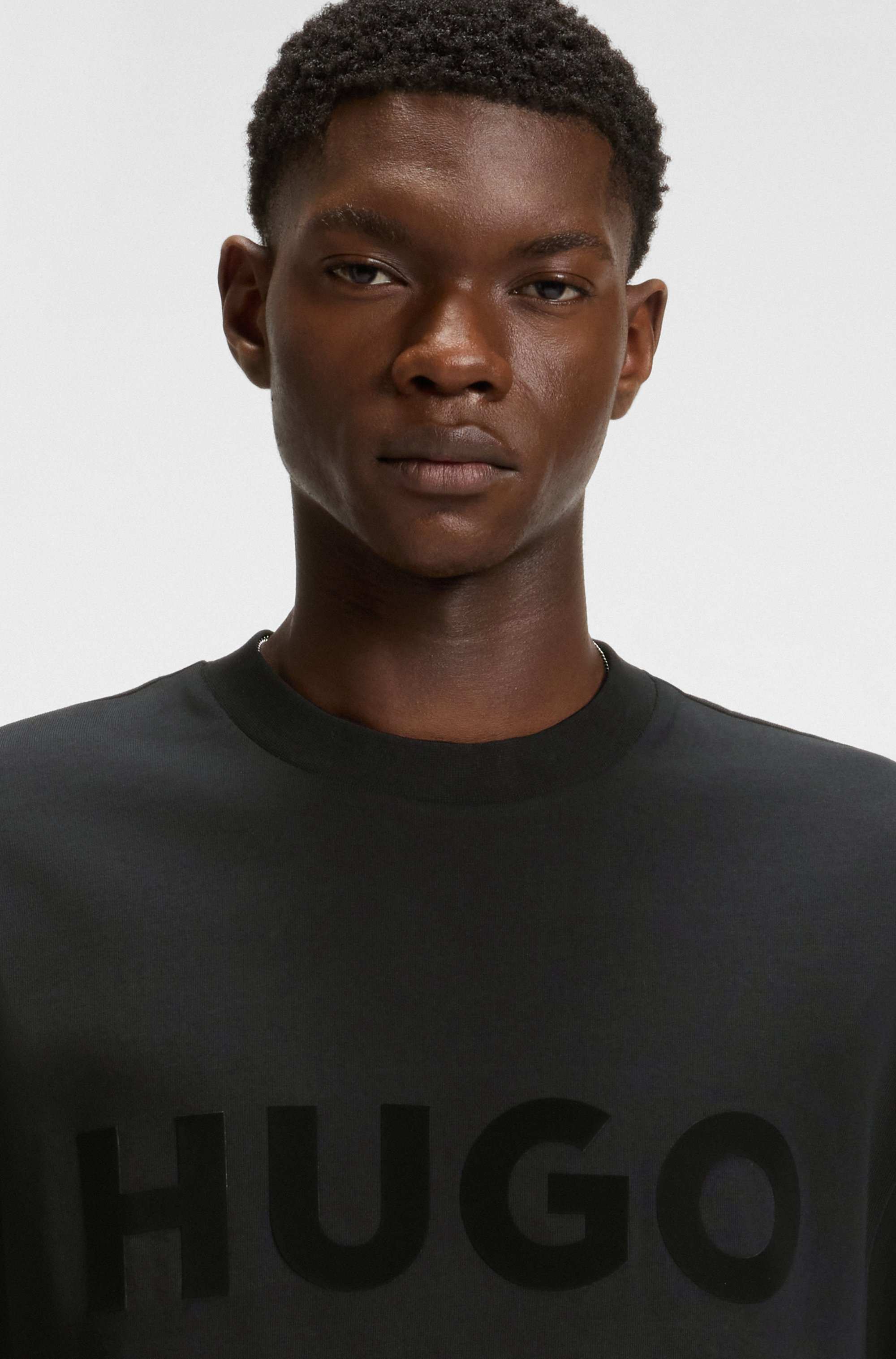 Cotton-jersey T-shirt with reflective logo