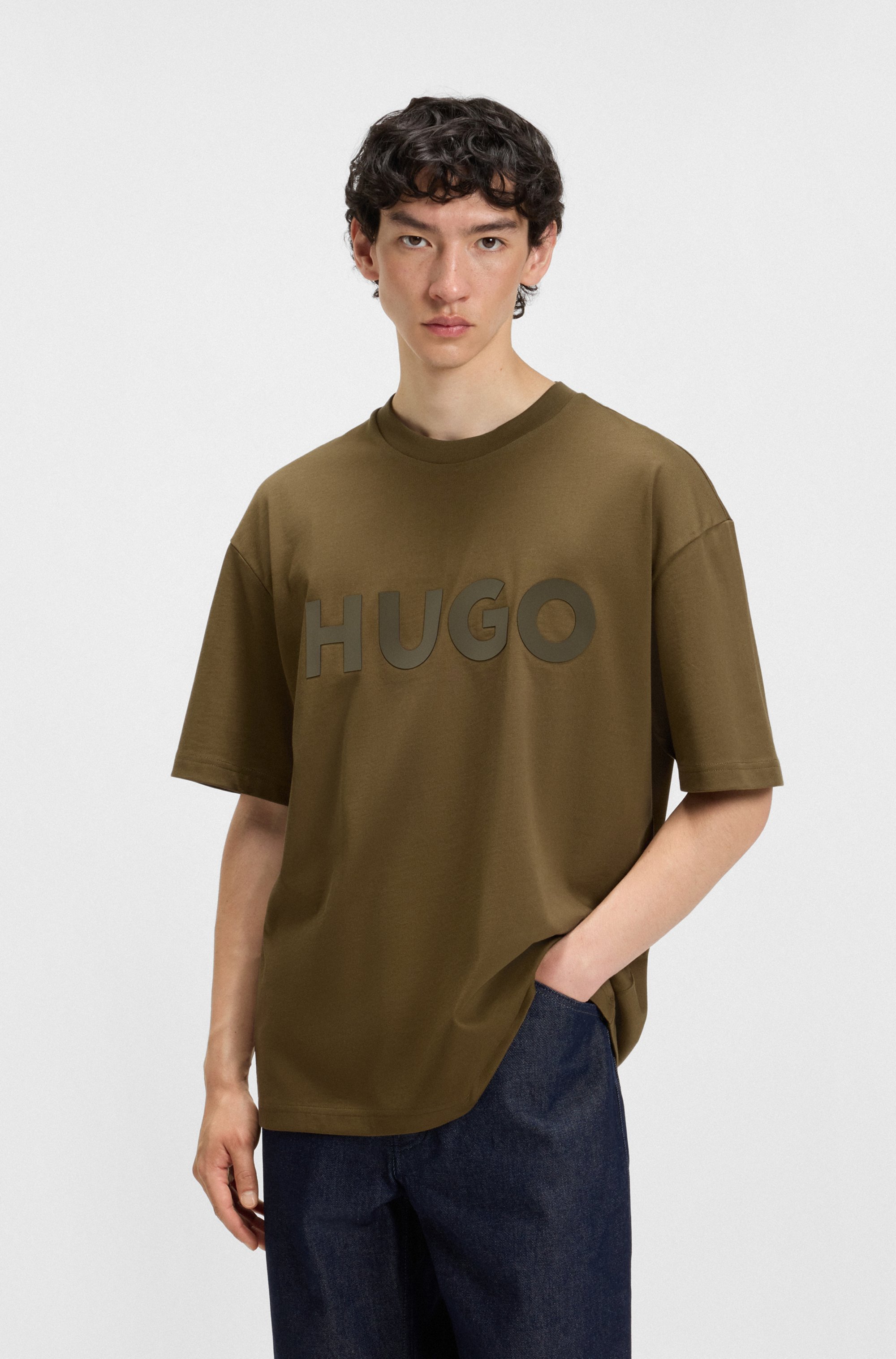 Oversized-fit T-shirt in cotton with reflective logo