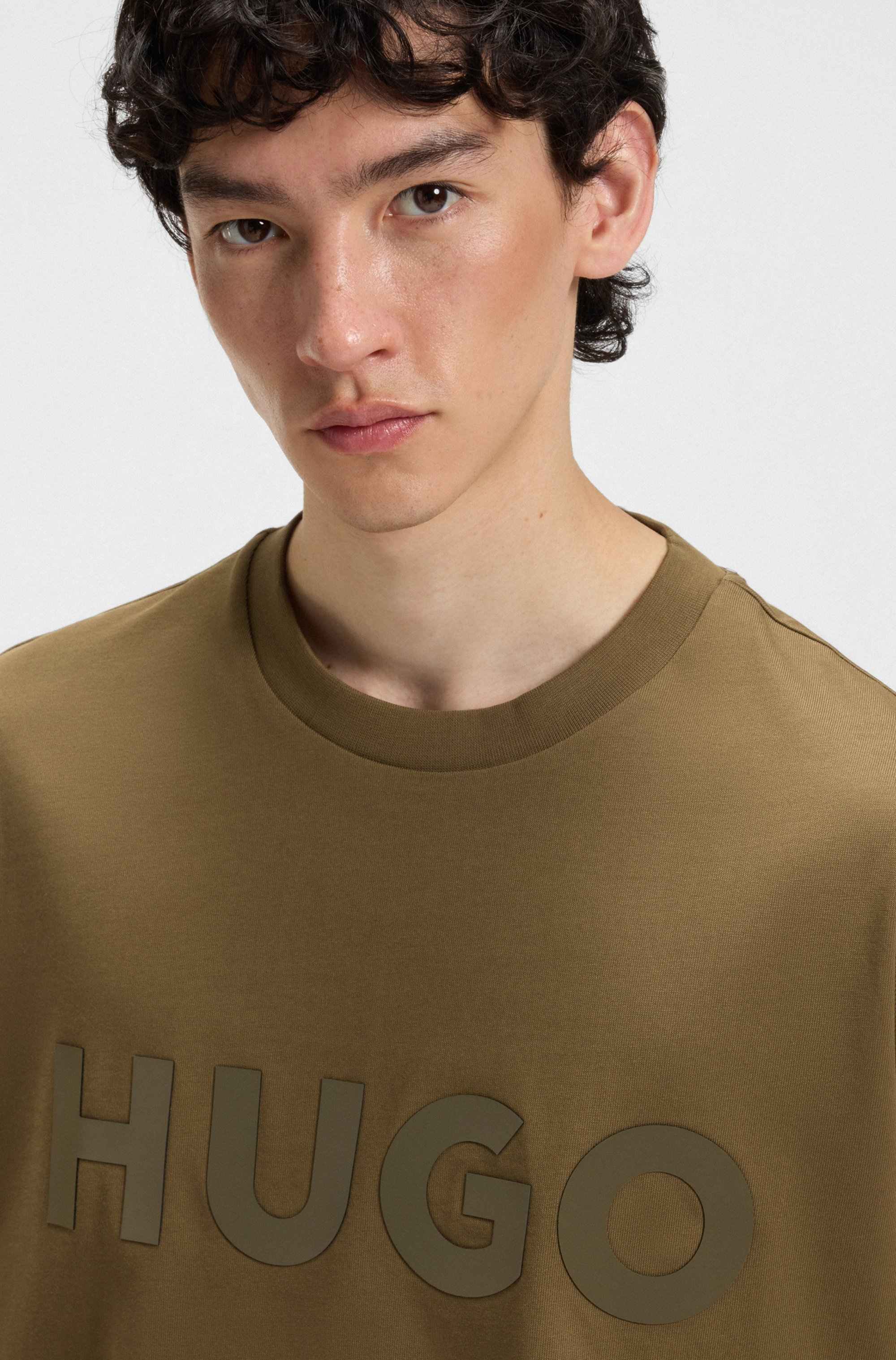 Cotton-jersey T-shirt with reflective logo