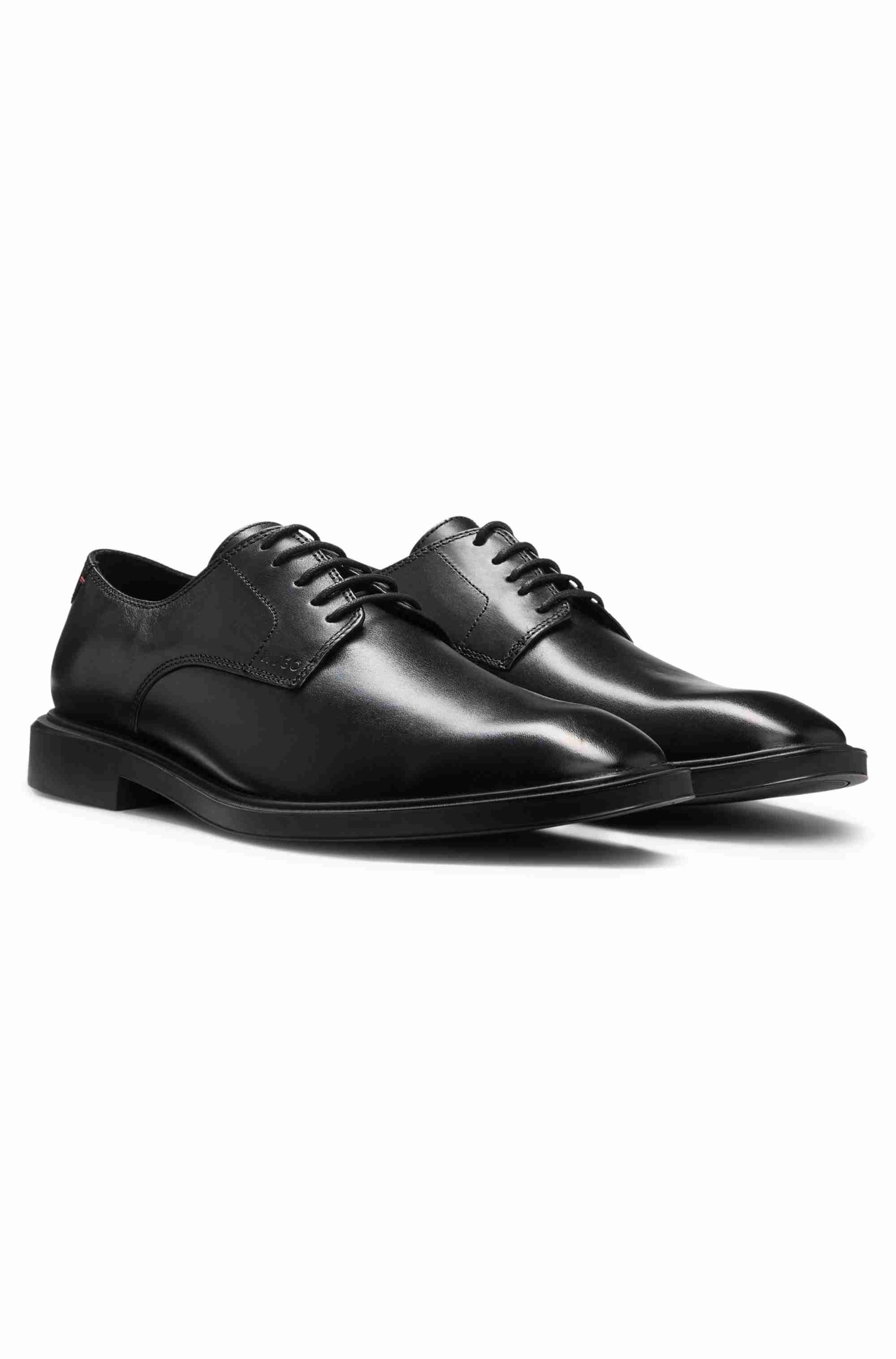 Leather Derby shoes with embossed logo