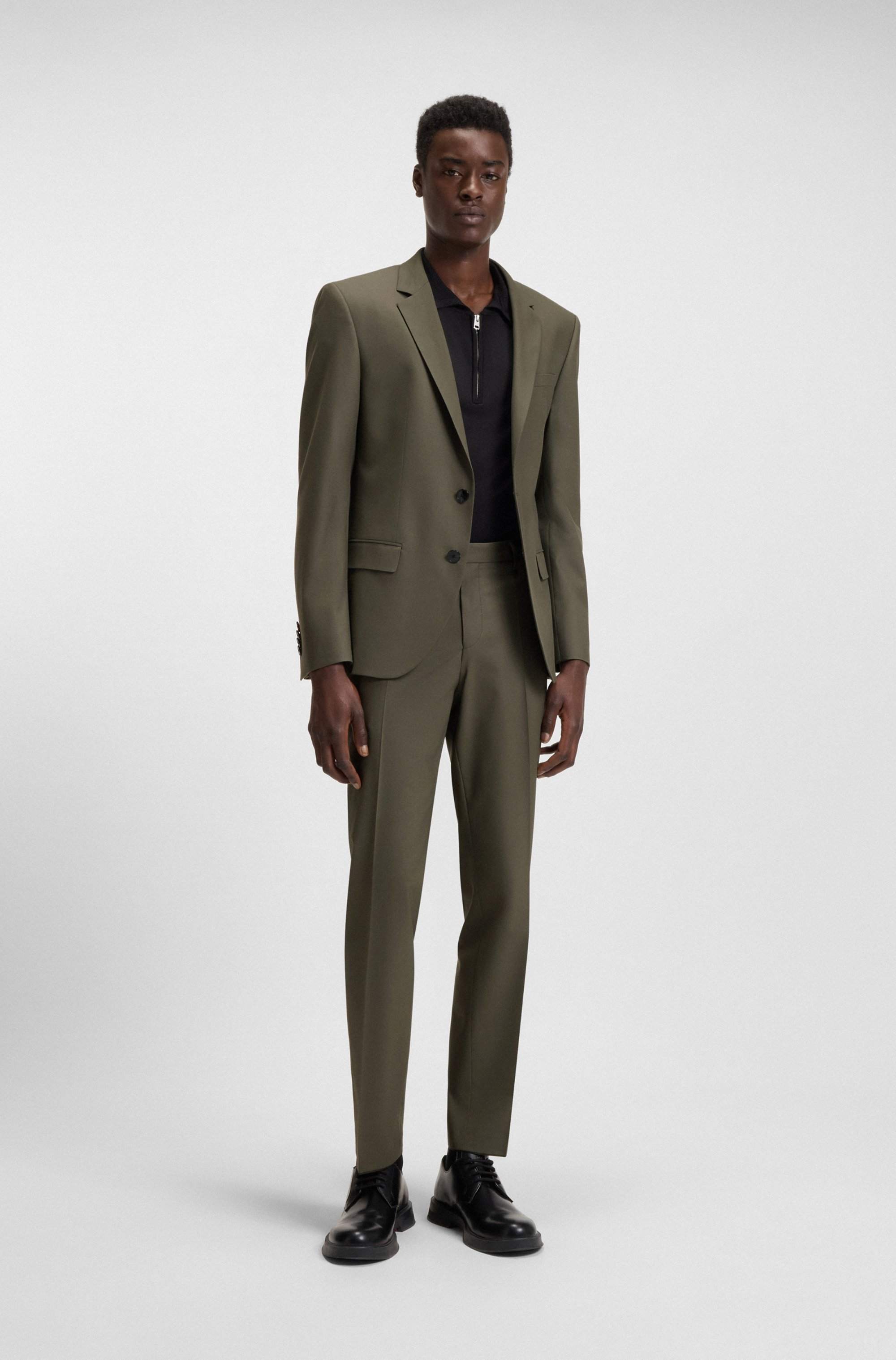 Slim-fit suit in a performance-stretch wool blend