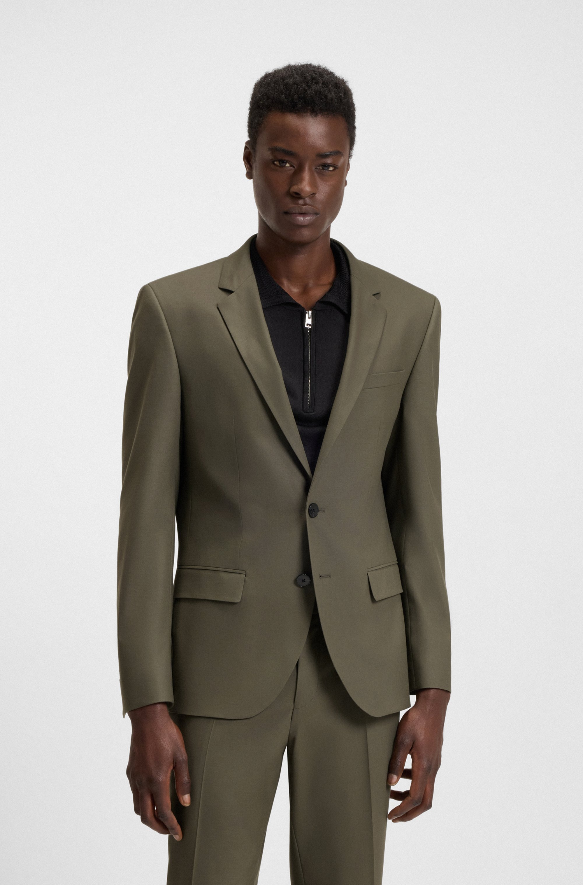 Slim-fit suit in a performance-stretch wool blend