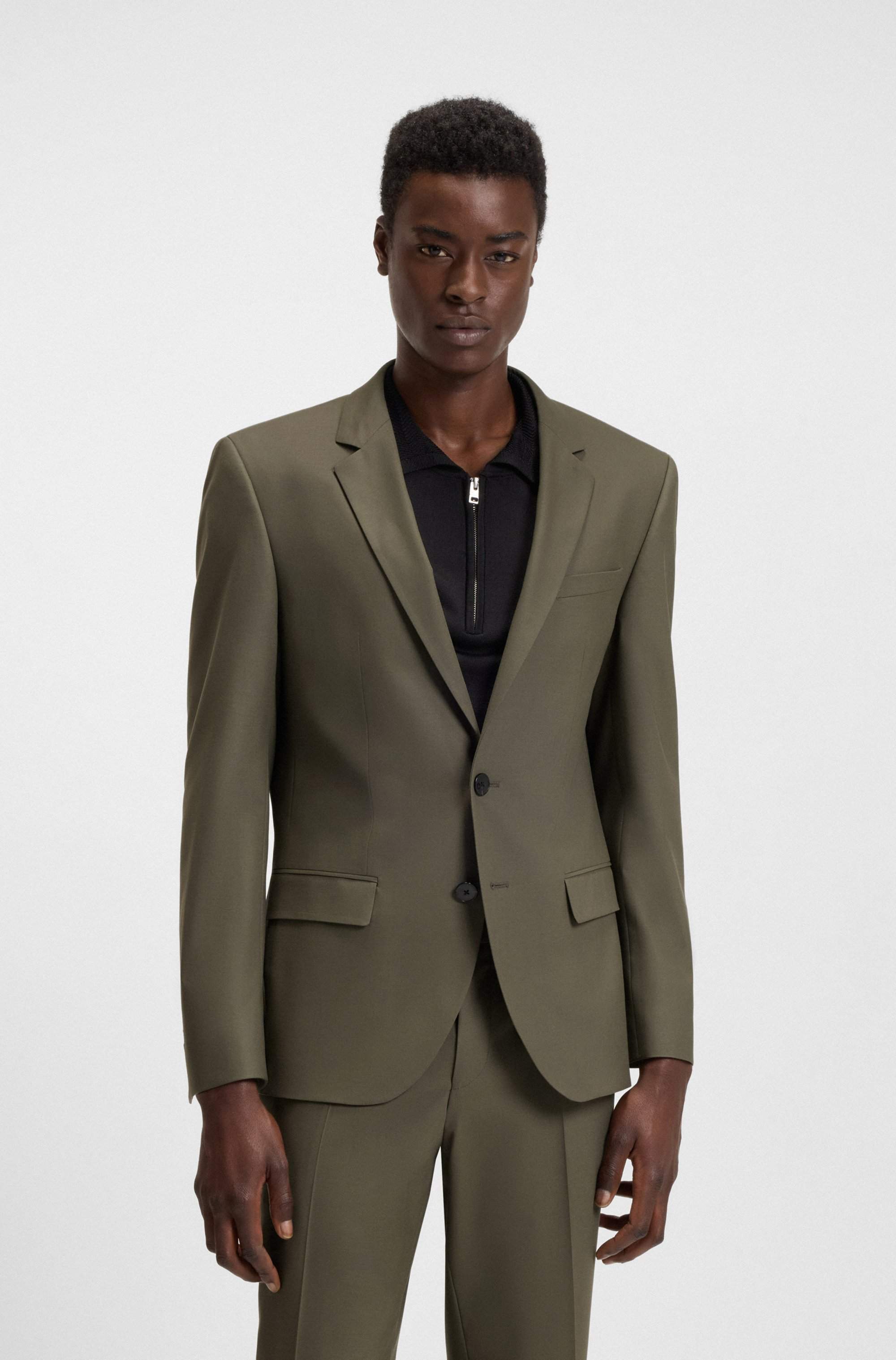 Slim-fit suit in a performance-stretch wool blend