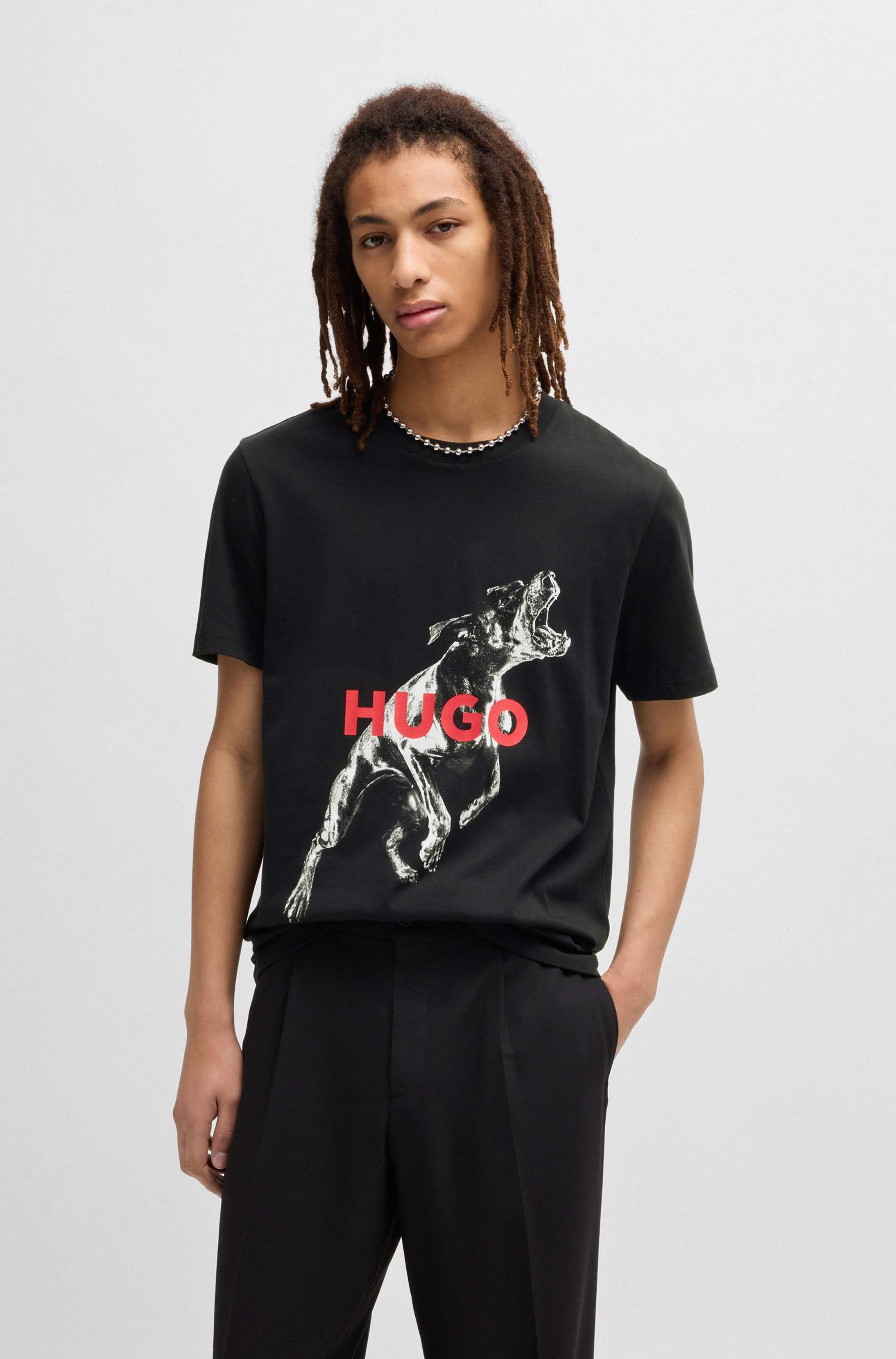 Oversized-fit T-shirt in cotton with animal graphic