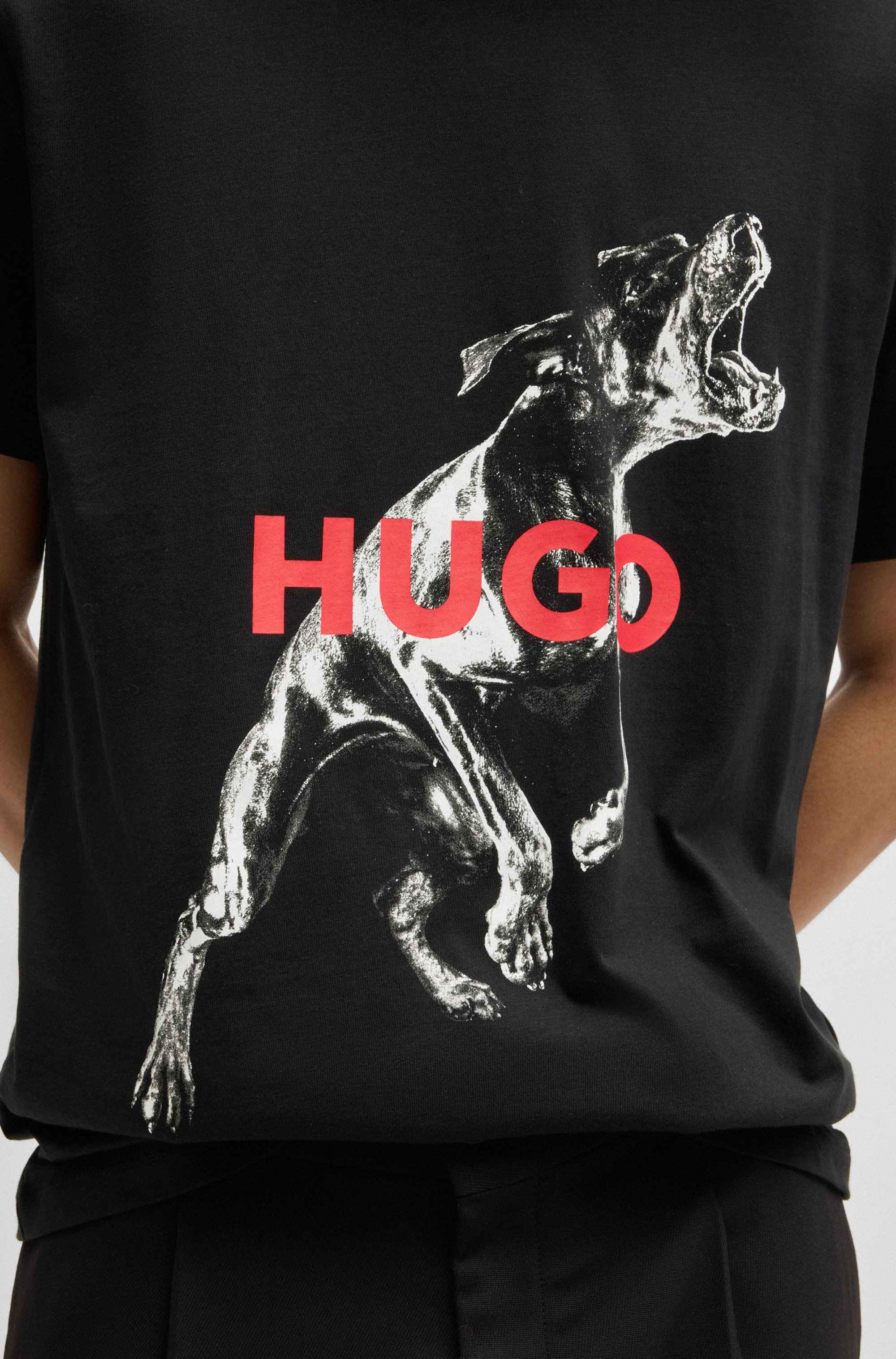 Oversized-fit T-shirt in cotton with animal graphic