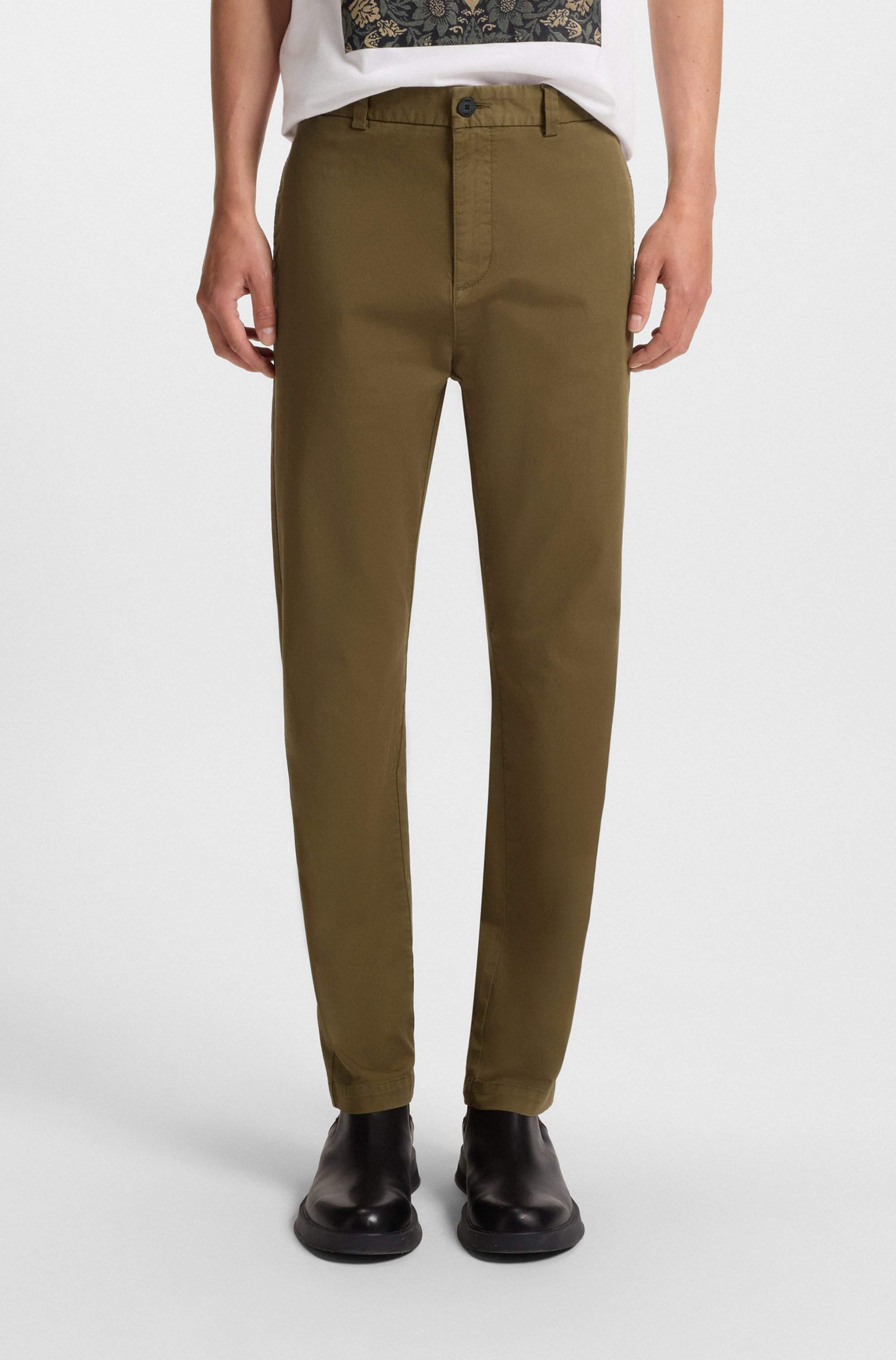 Slim-fit trousers in stretch-cotton gabardine