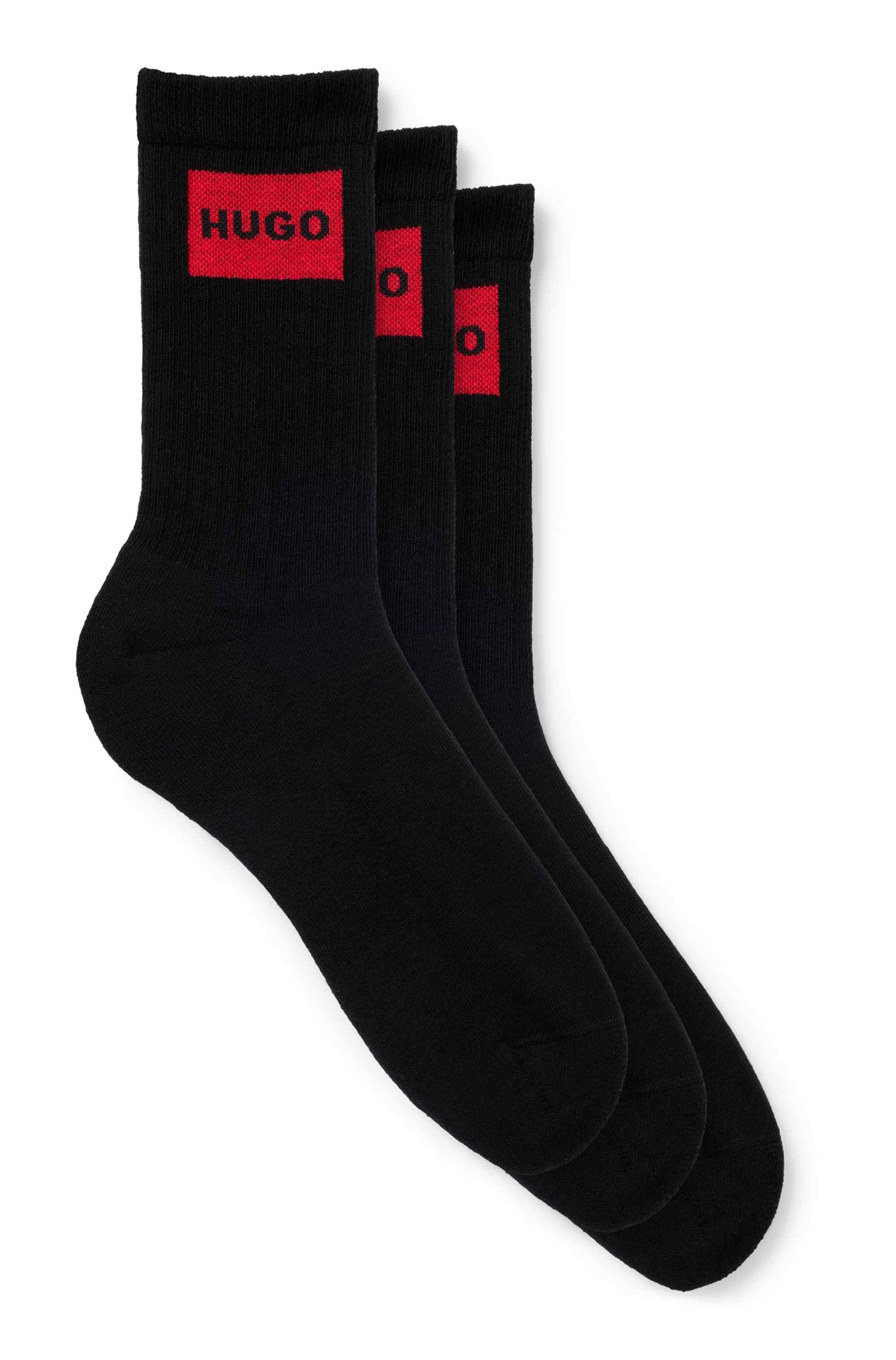 Three-pack of short socks with red logo labels