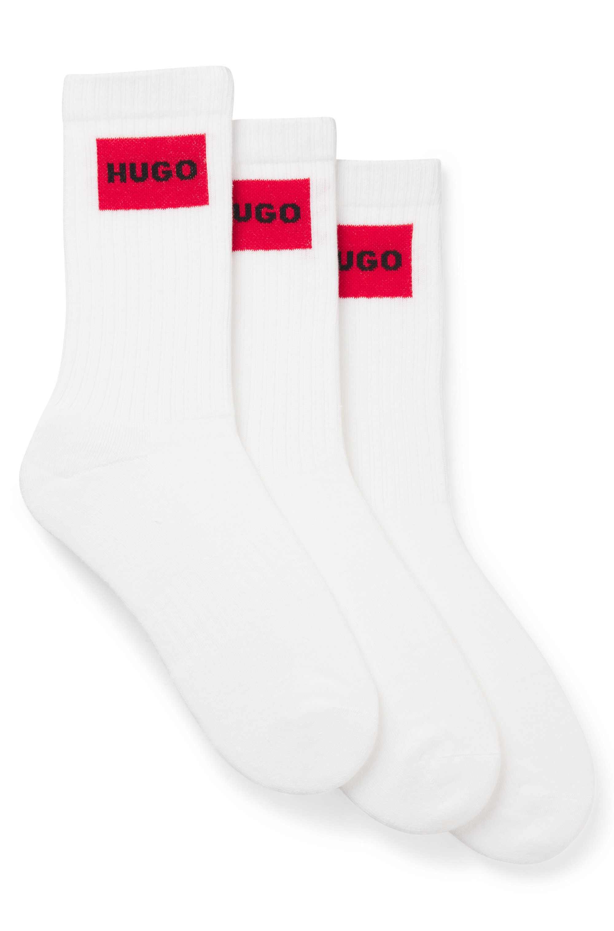 Three-pack of short socks with red logo labels