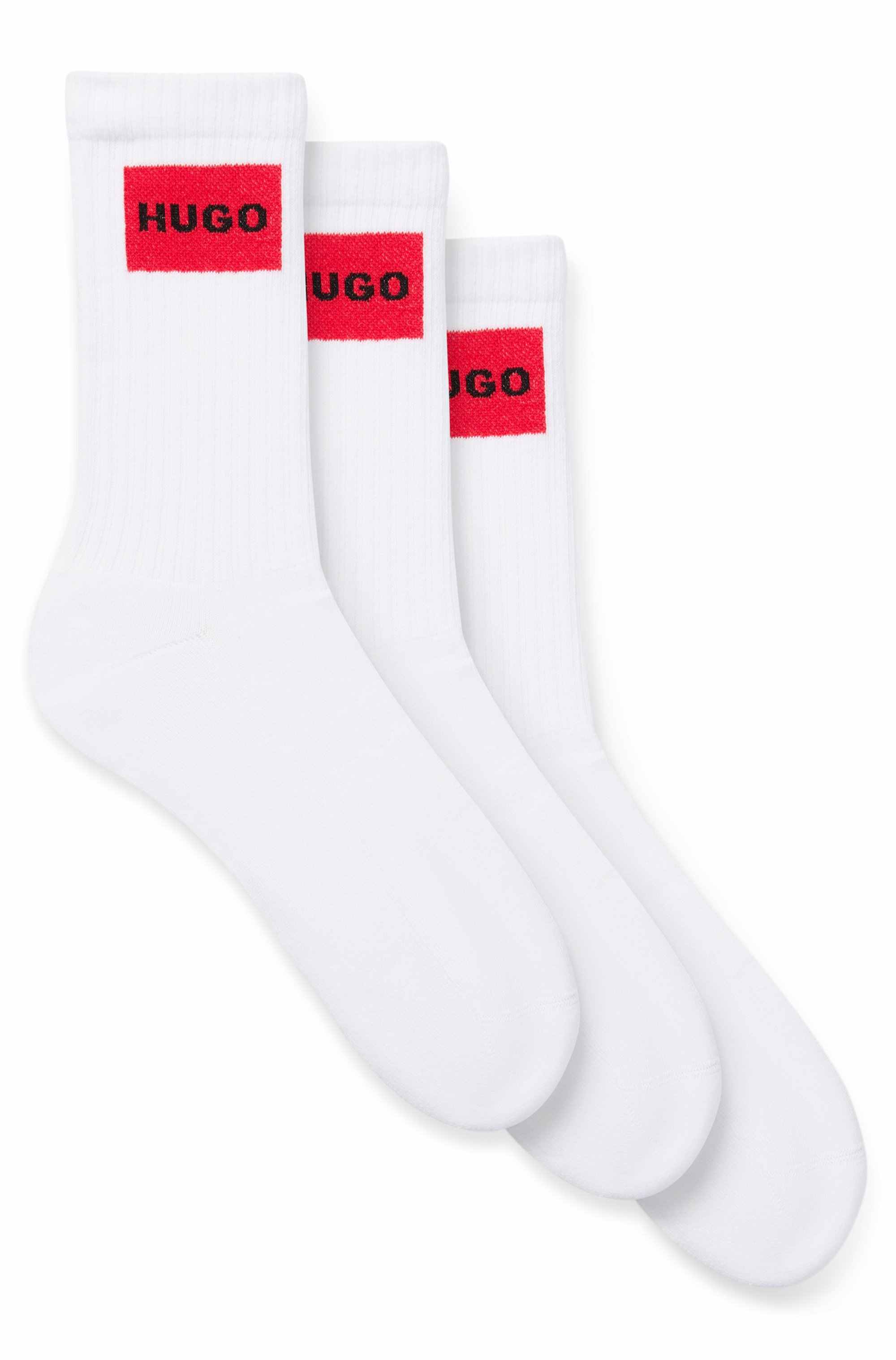 Three-pack of short socks with red logo labels