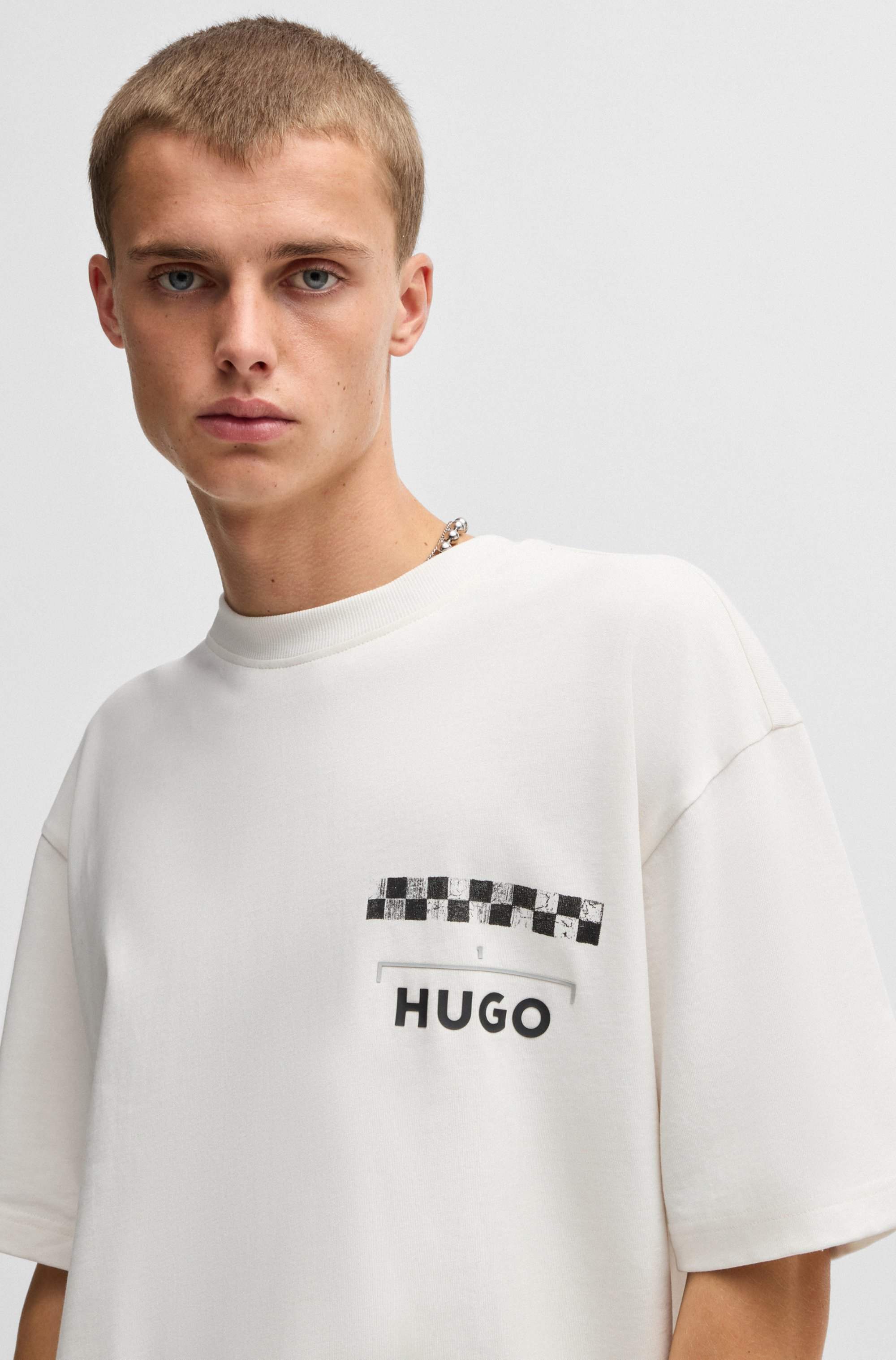 Cotton-jersey T-shirt with racing prints
