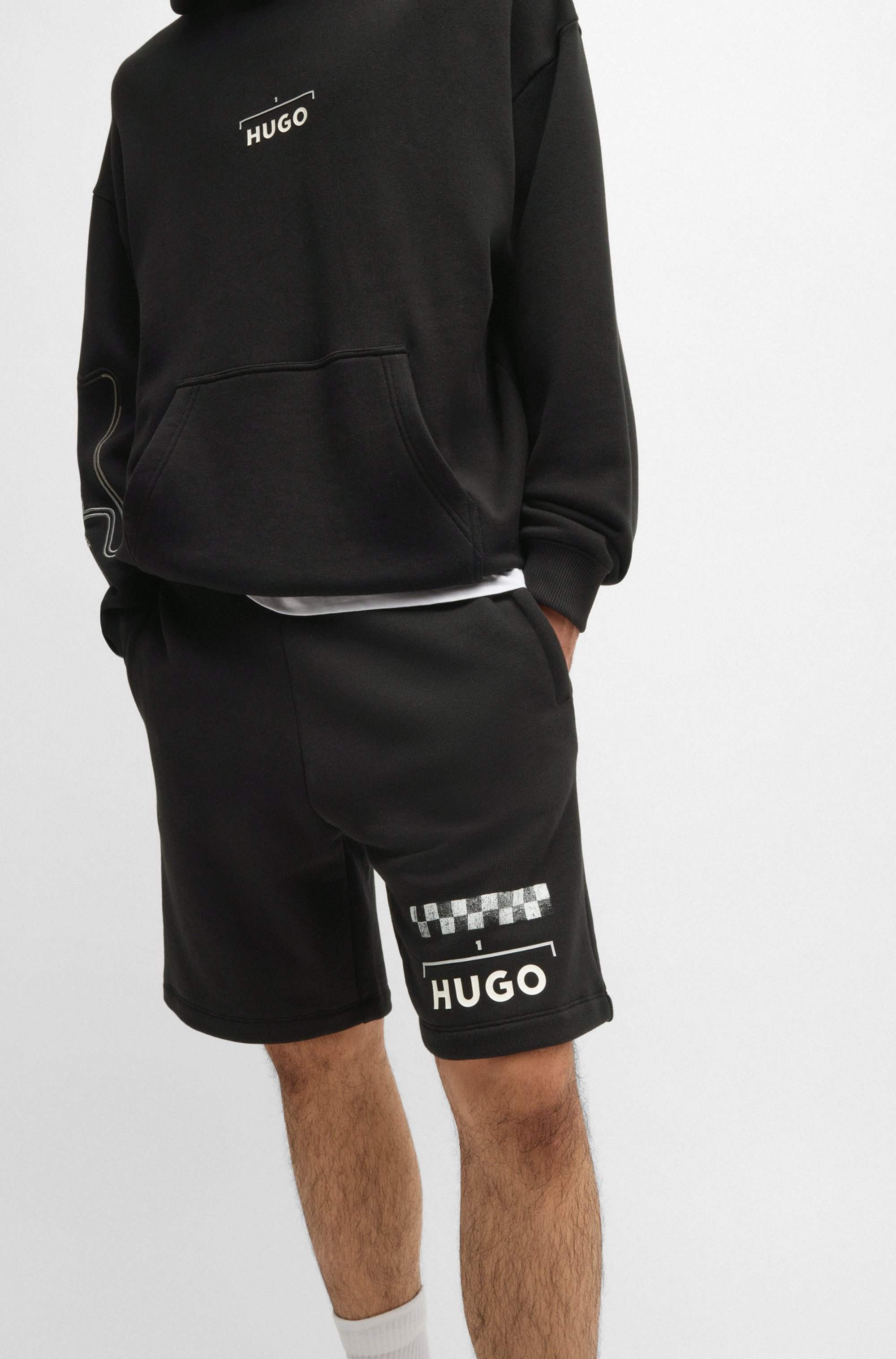 Cotton-blend shorts with racing print