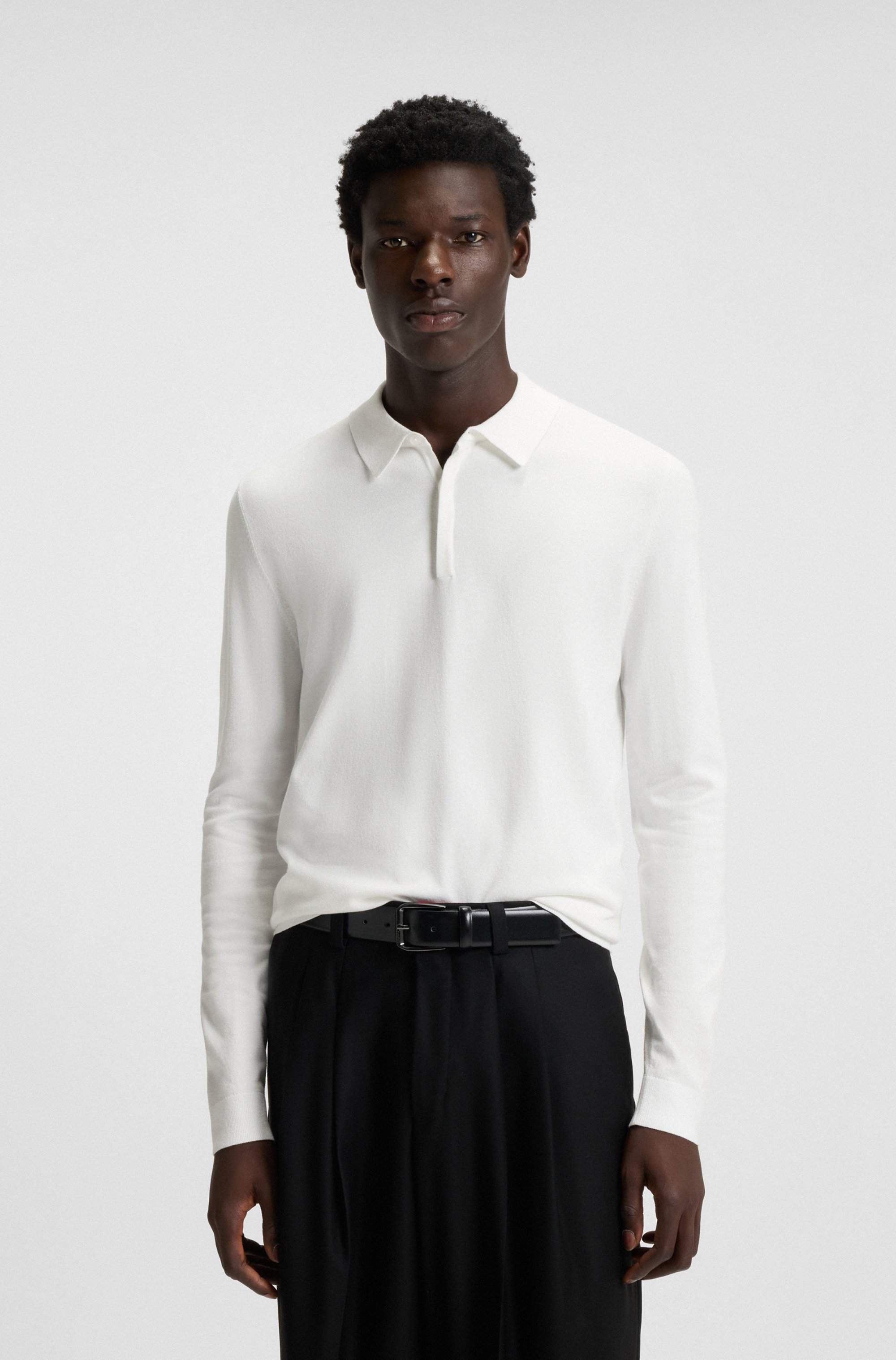 Slim-fit knit polo with rear logo