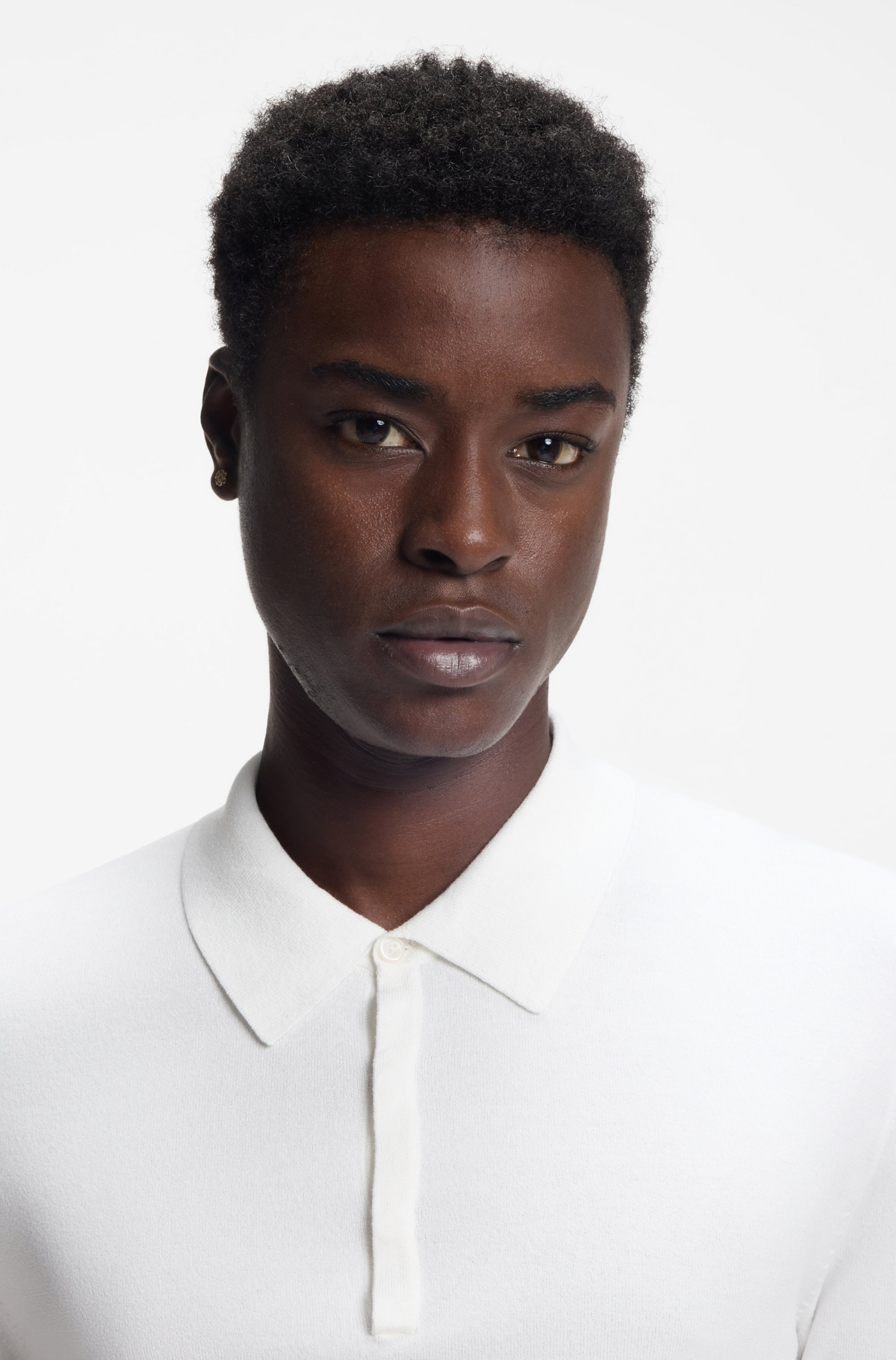 Slim-fit knit polo with rear logo