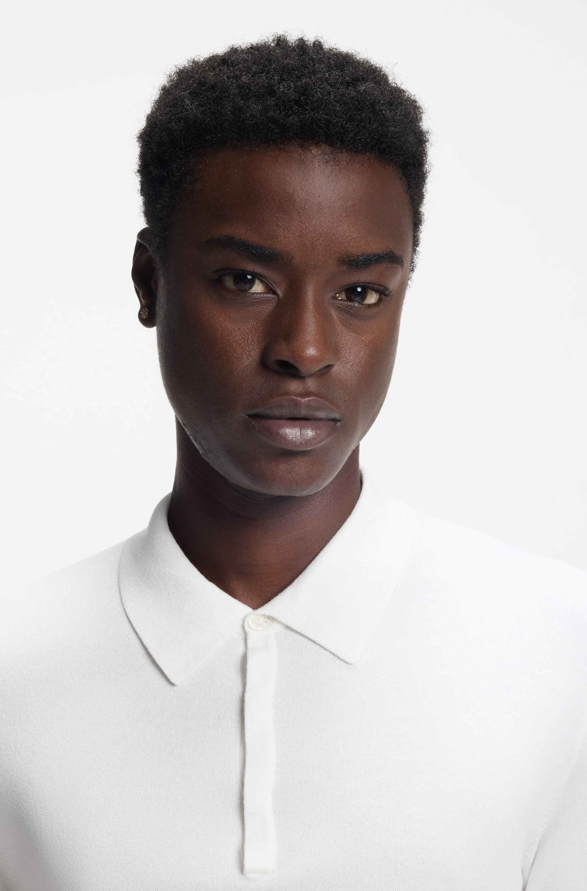 Slim-fit knit polo with rear logo