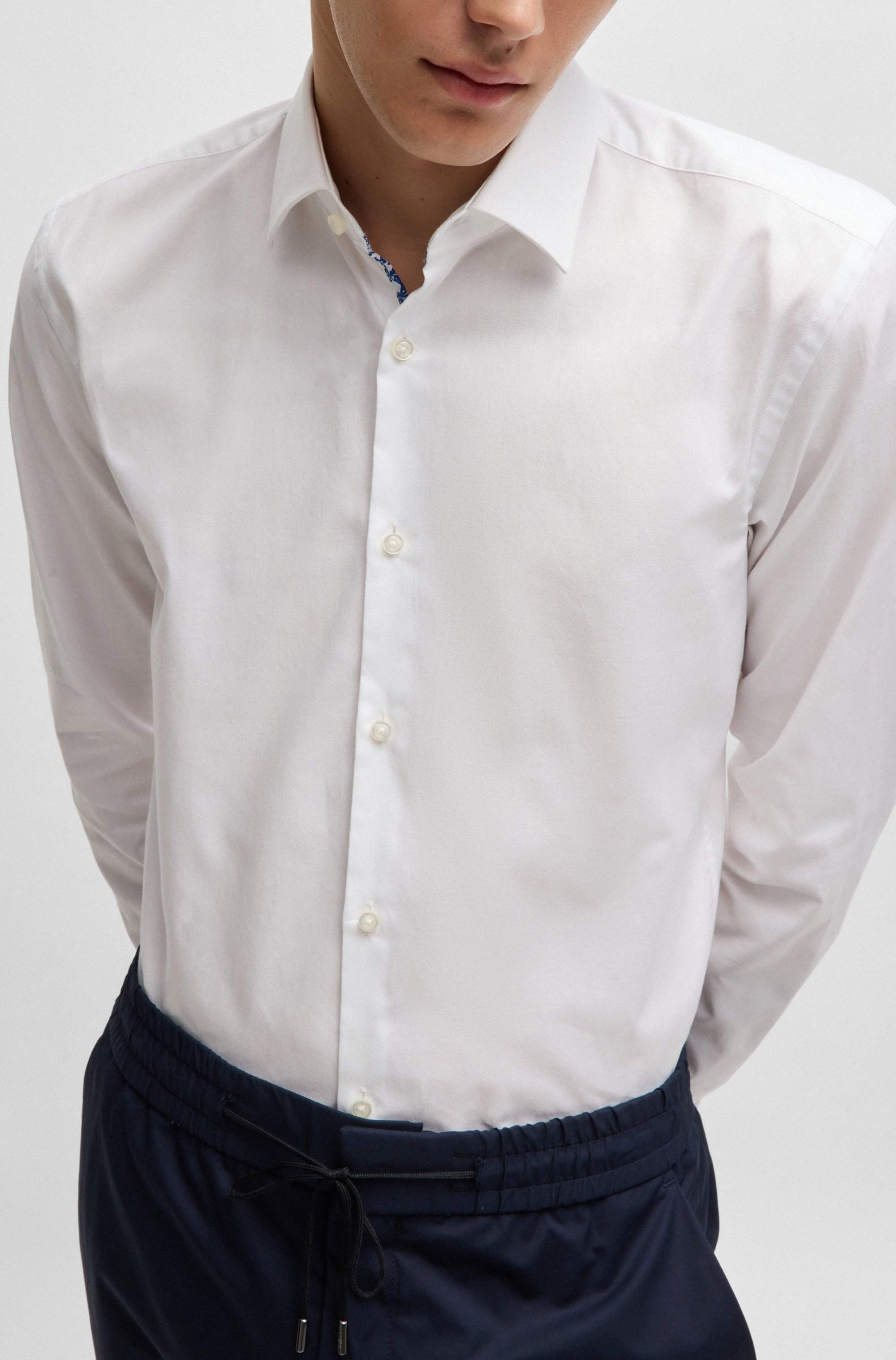 Slim-fit shirt in easy-iron Oxford cotton