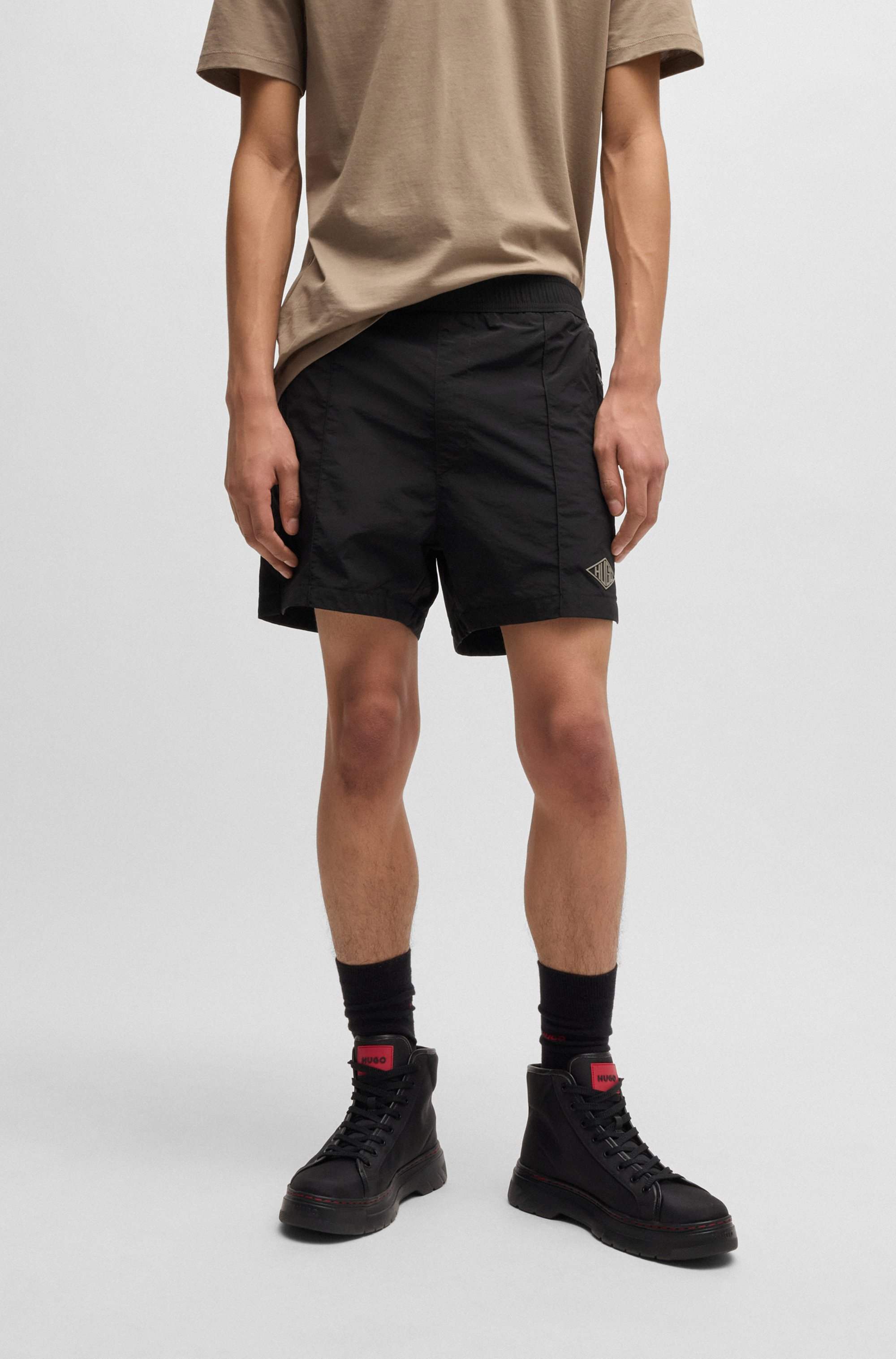 Poplin shorts with logo print