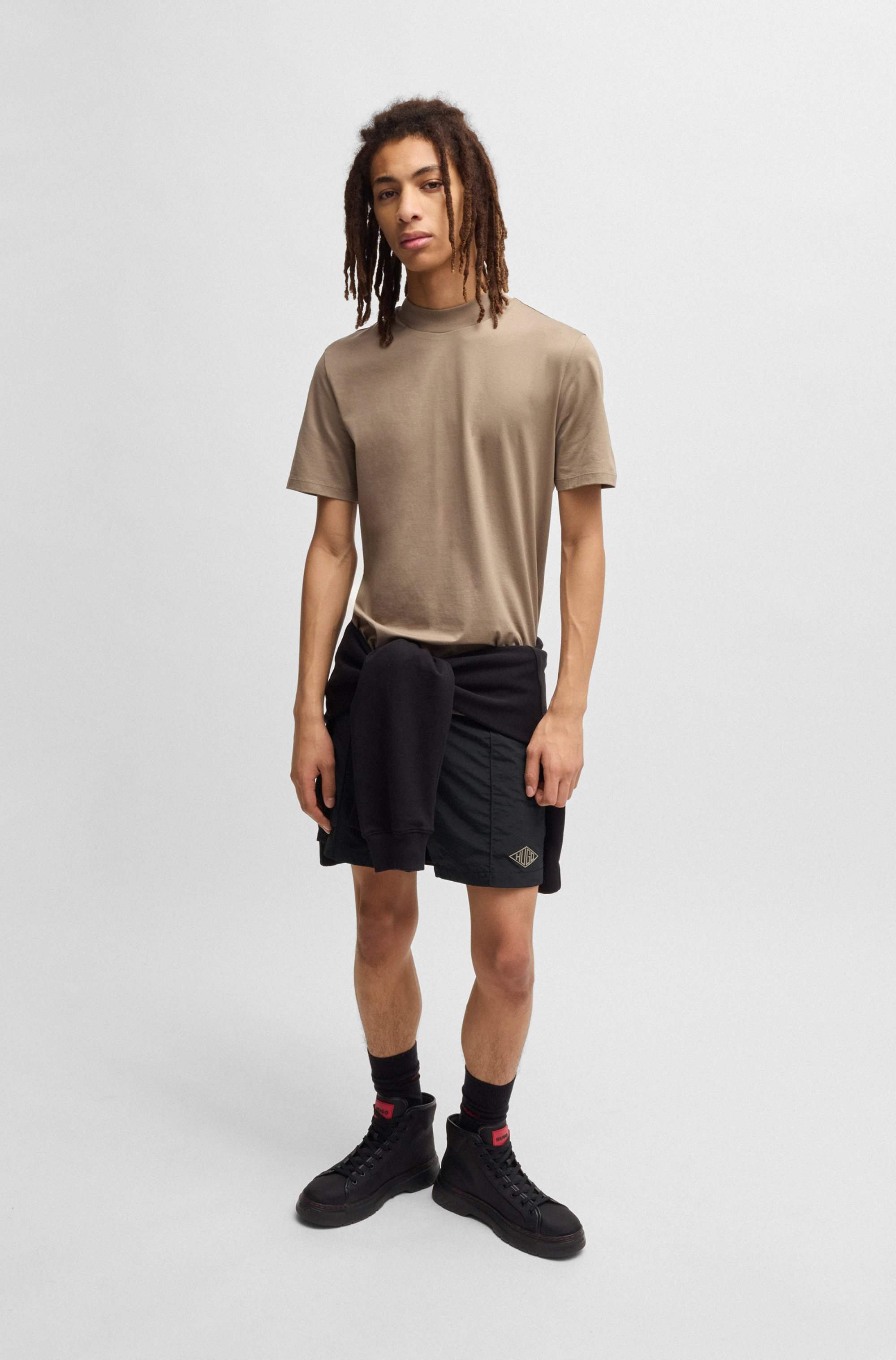 Poplin shorts with logo print