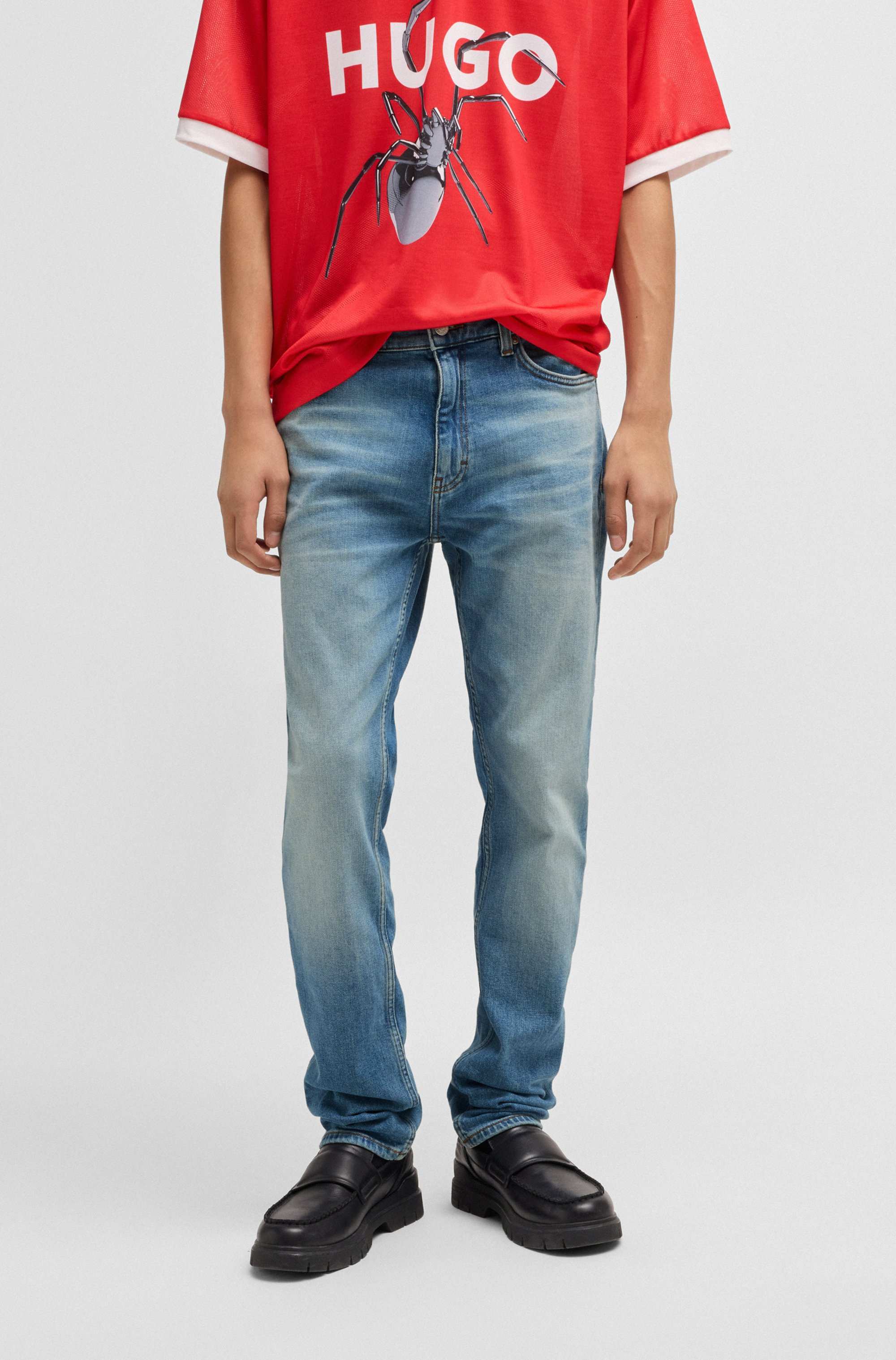 Slim-fit jeans in mid-blue stretch denim