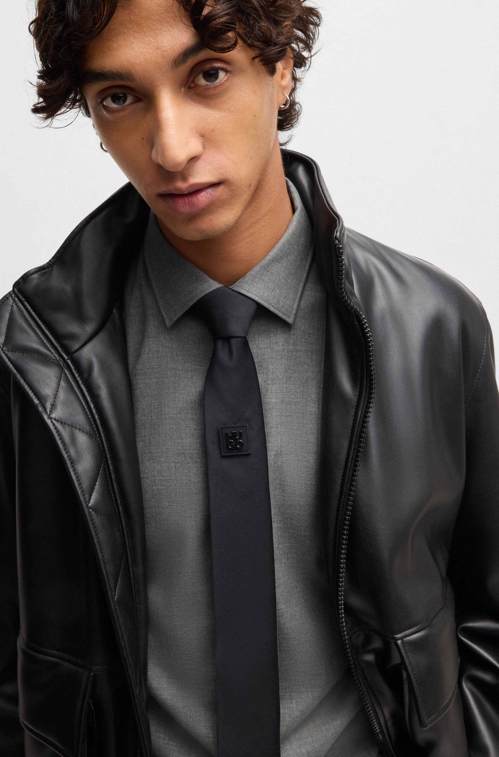 Slim-fit shirt in melange cotton