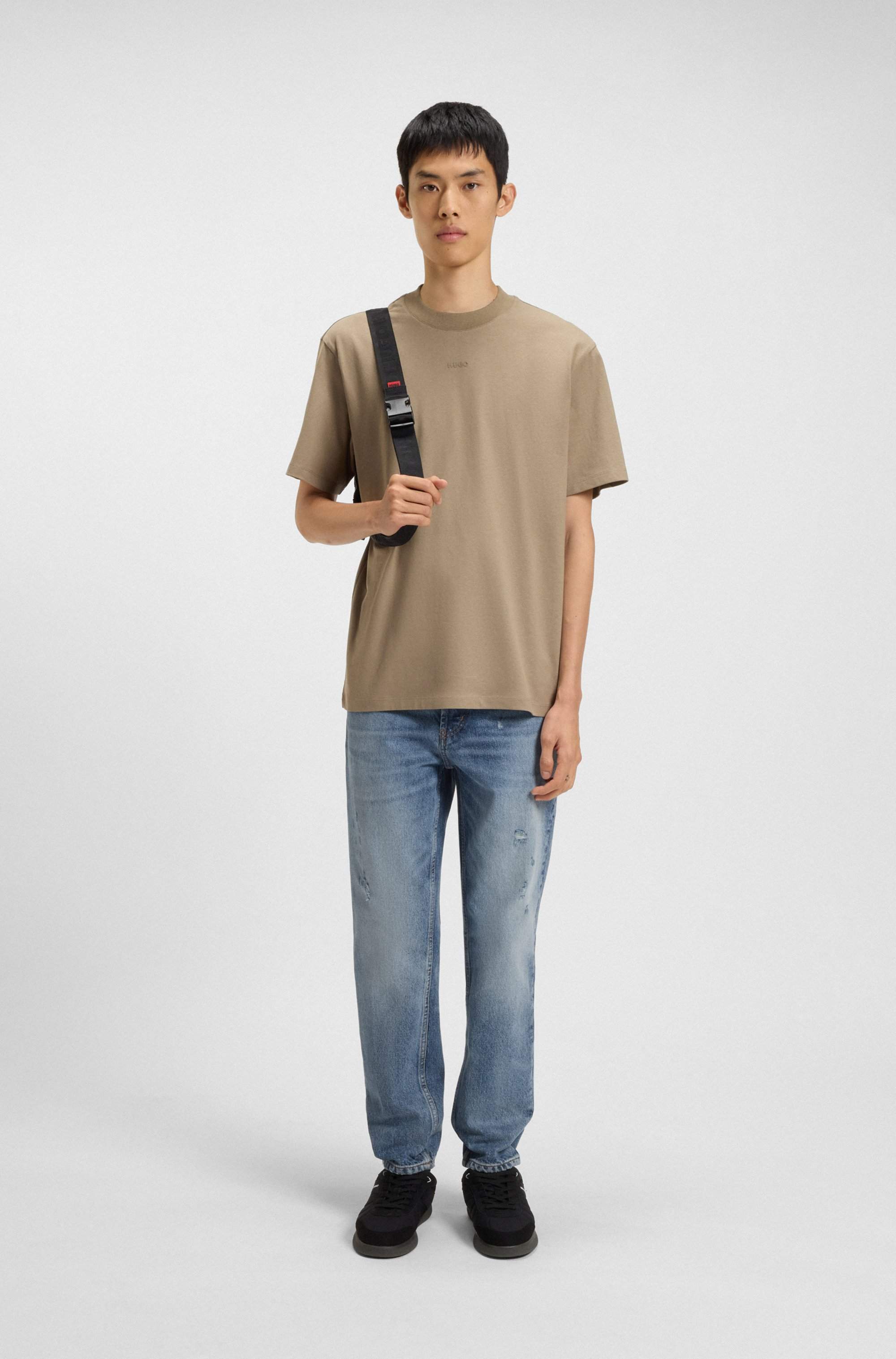 Tapered-fit jeans in blue rigid denim