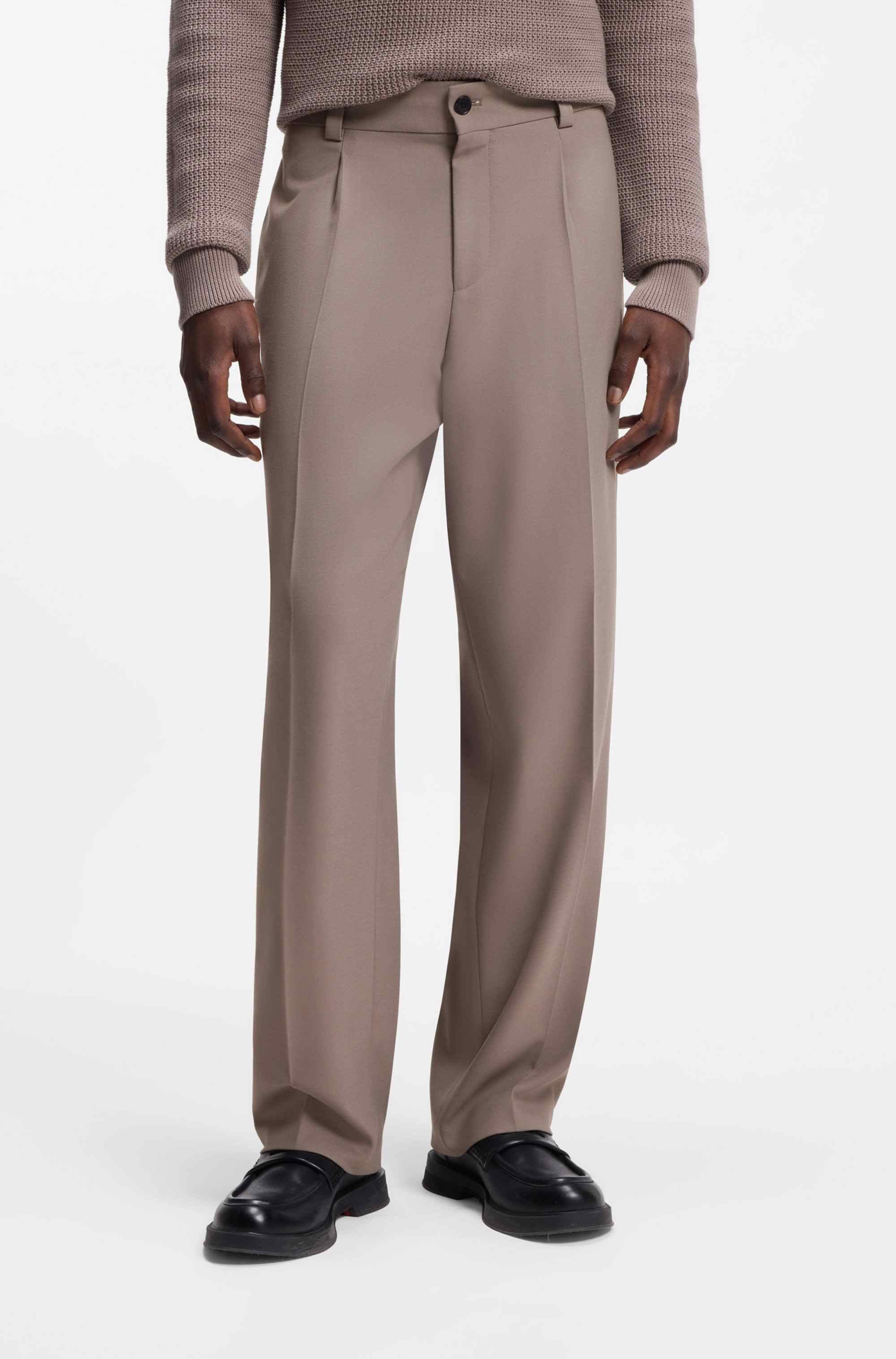 Modern-fit trousers in stretch twill with front crease