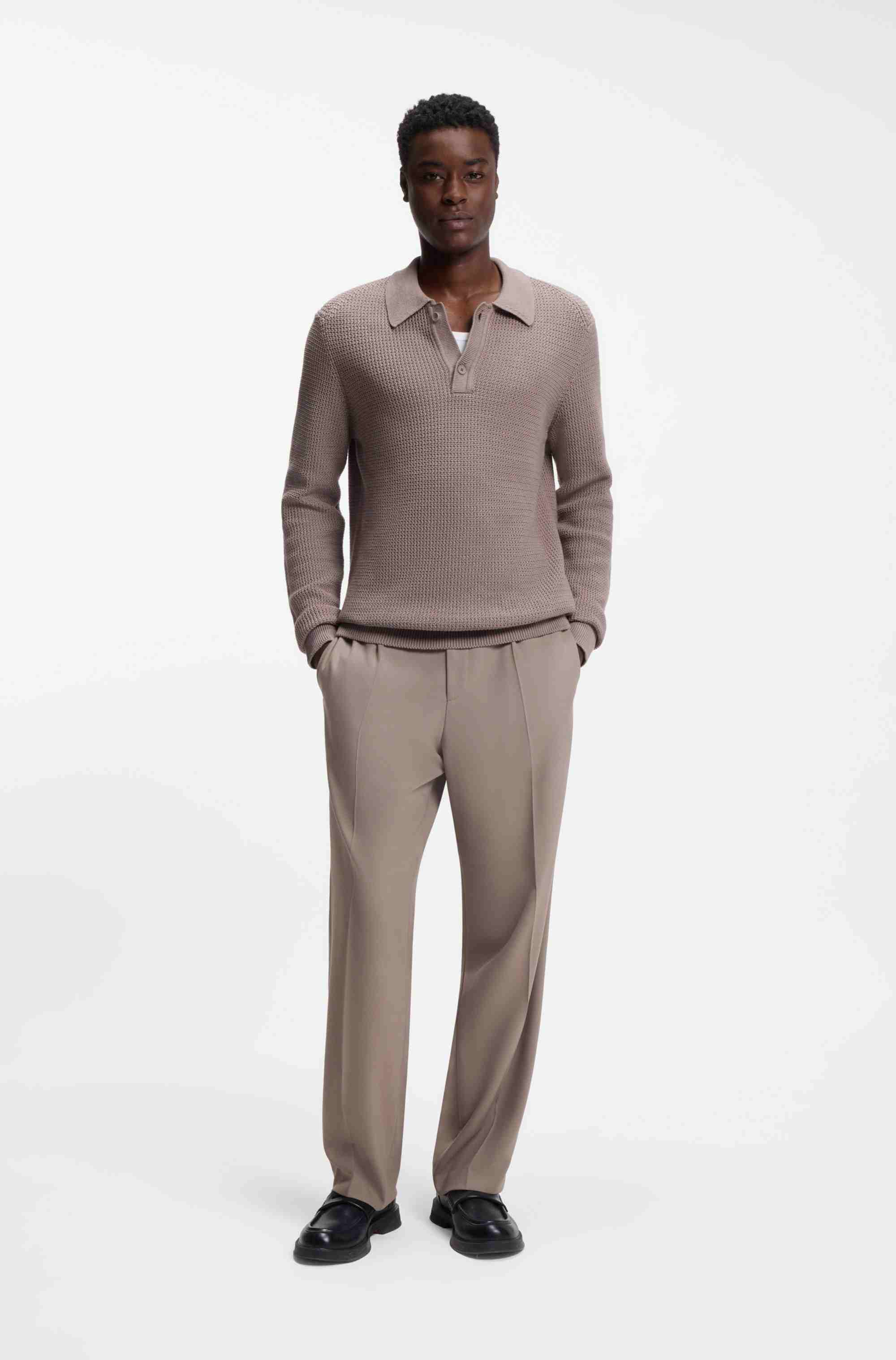 Modern-fit trousers in stretch twill with front crease