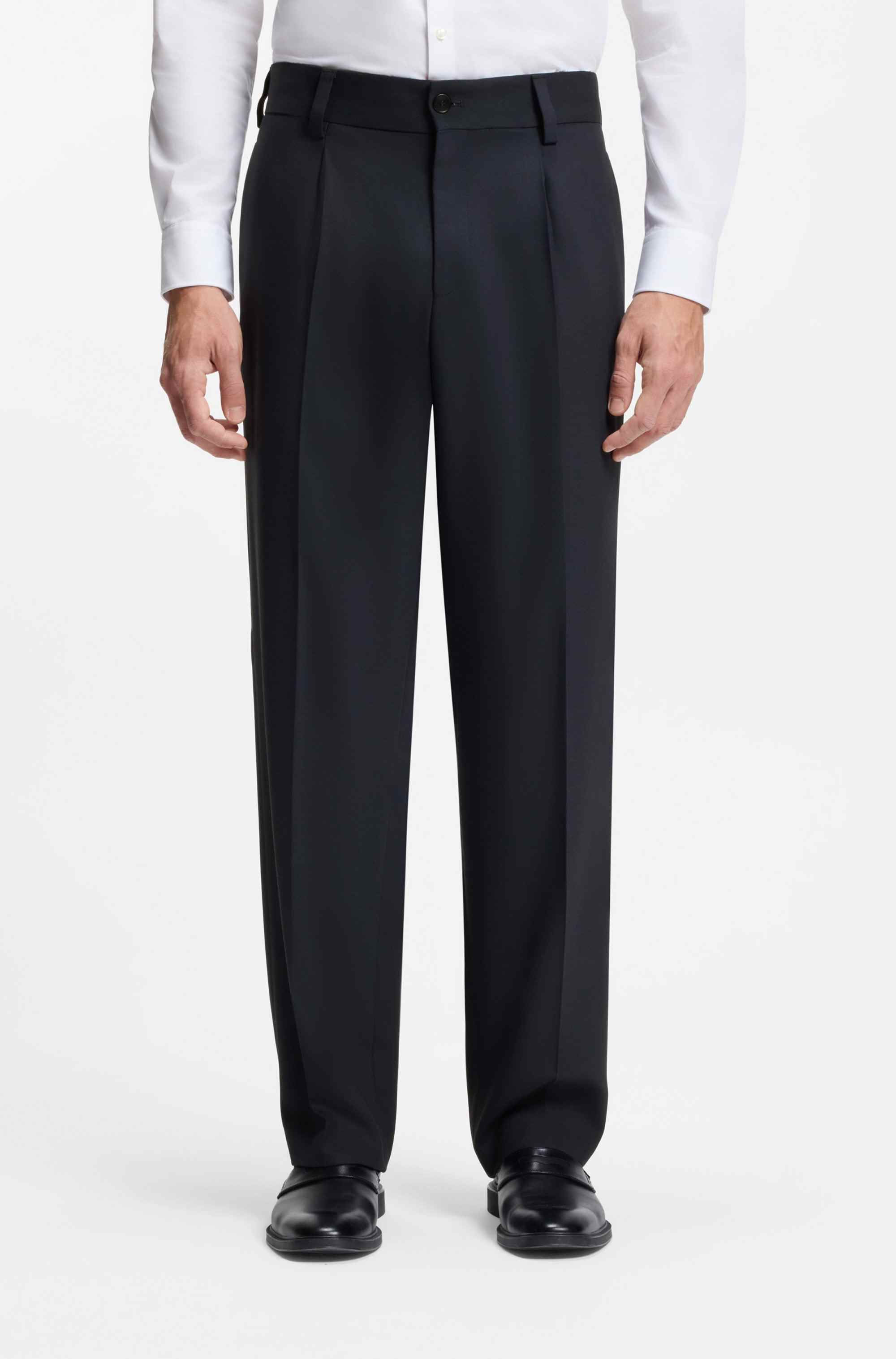 Modern-fit trousers in stretch twill with front crease