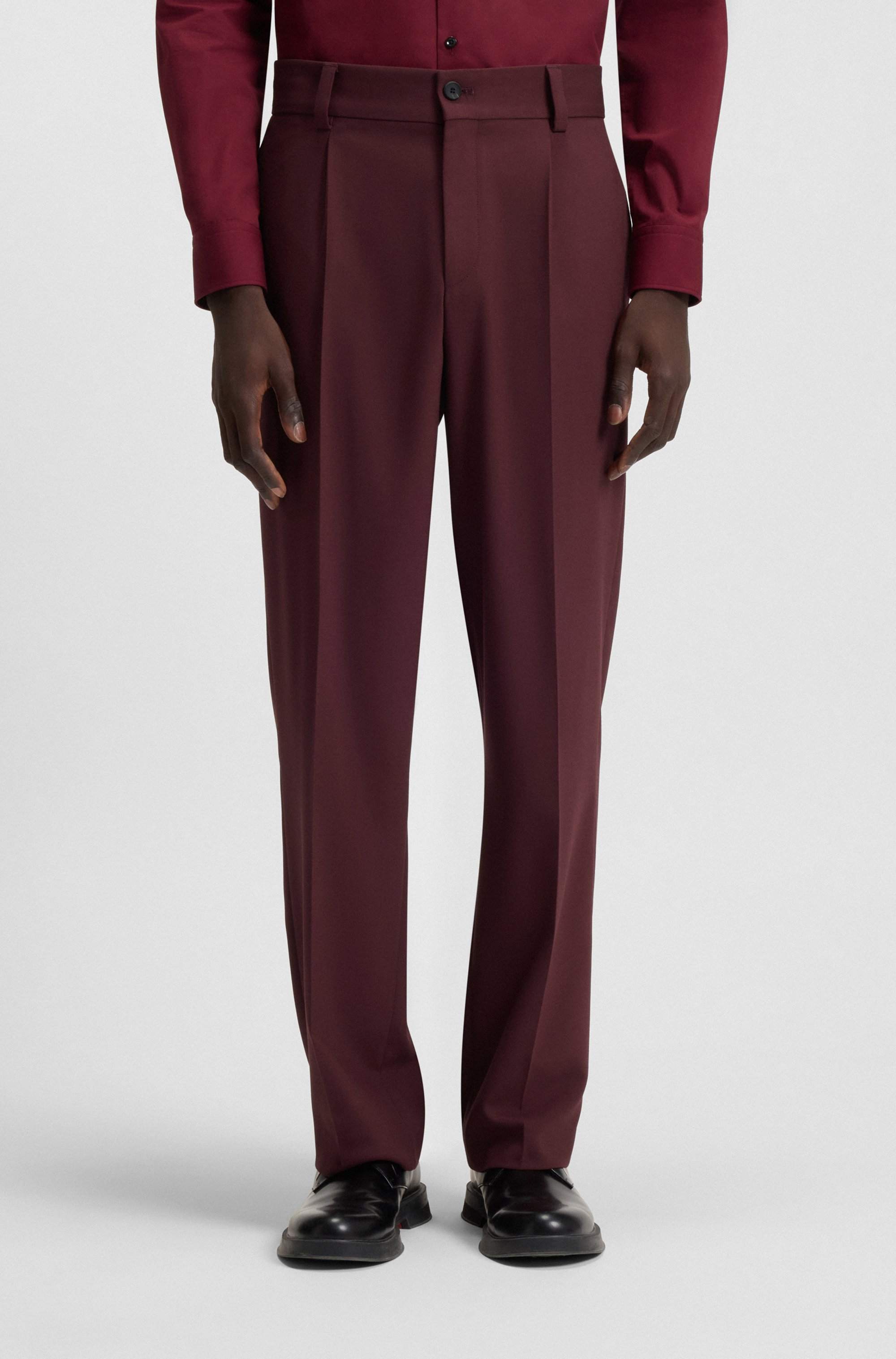 Modern-fit trousers in stretch twill with front crease