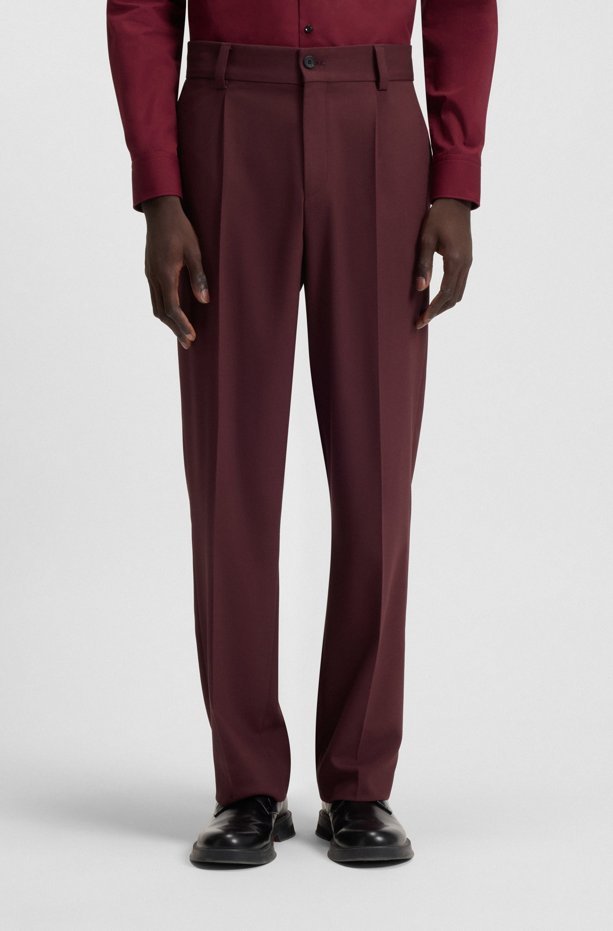 Modern-fit trousers in stretch twill with front crease