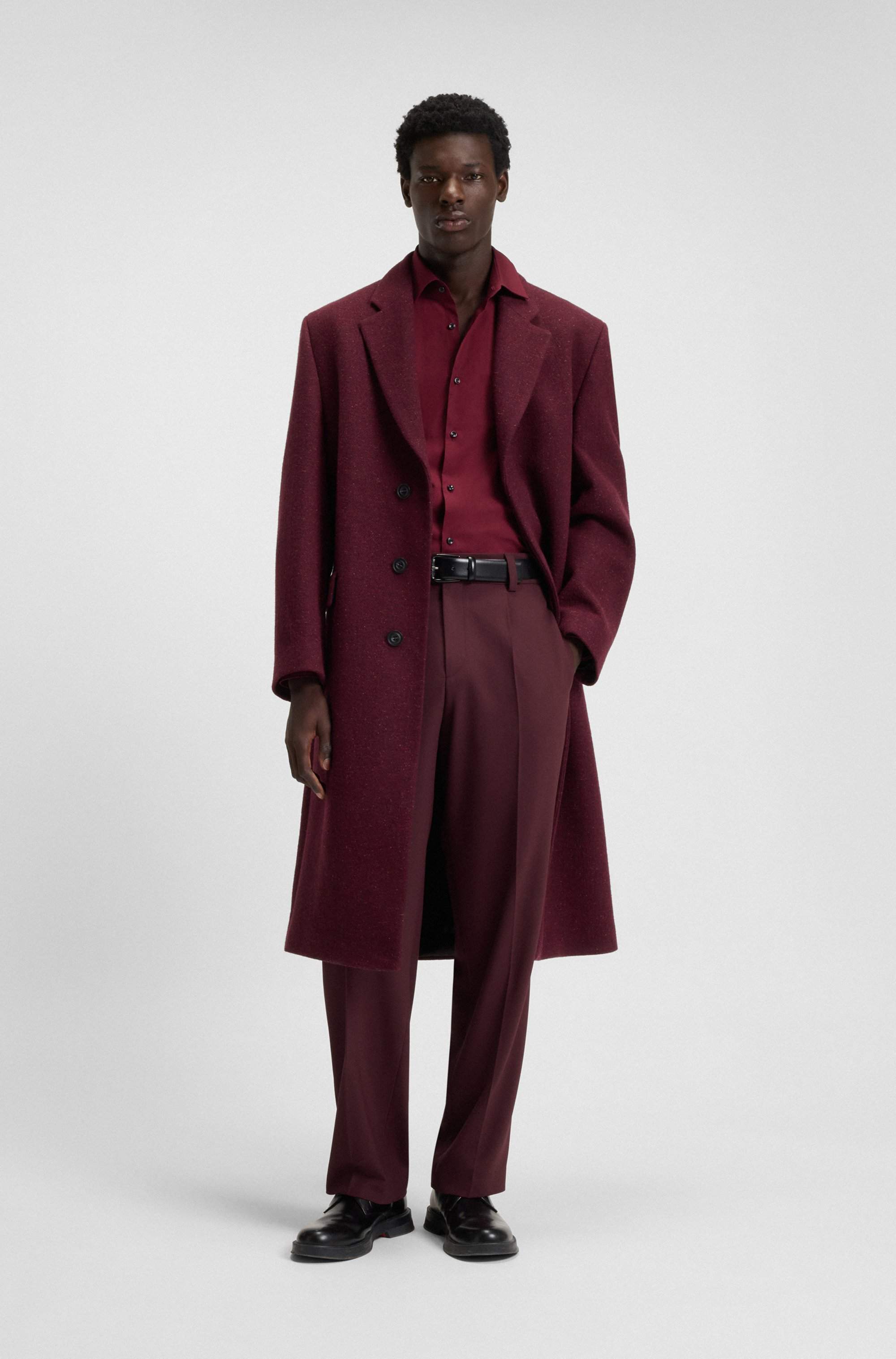 Modern-fit trousers in stretch twill with front crease