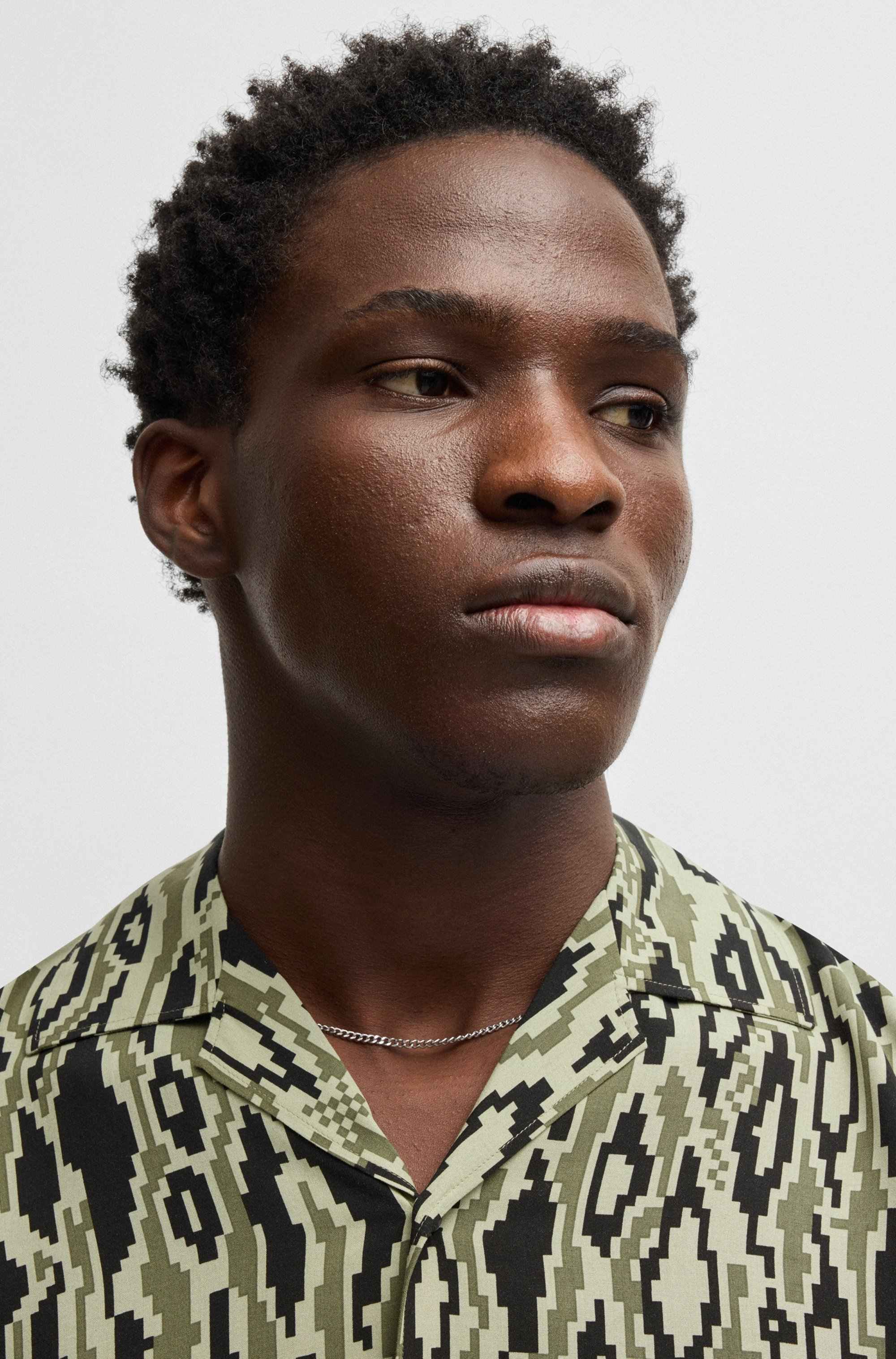 Oversized-fit shirt in python-print poplin