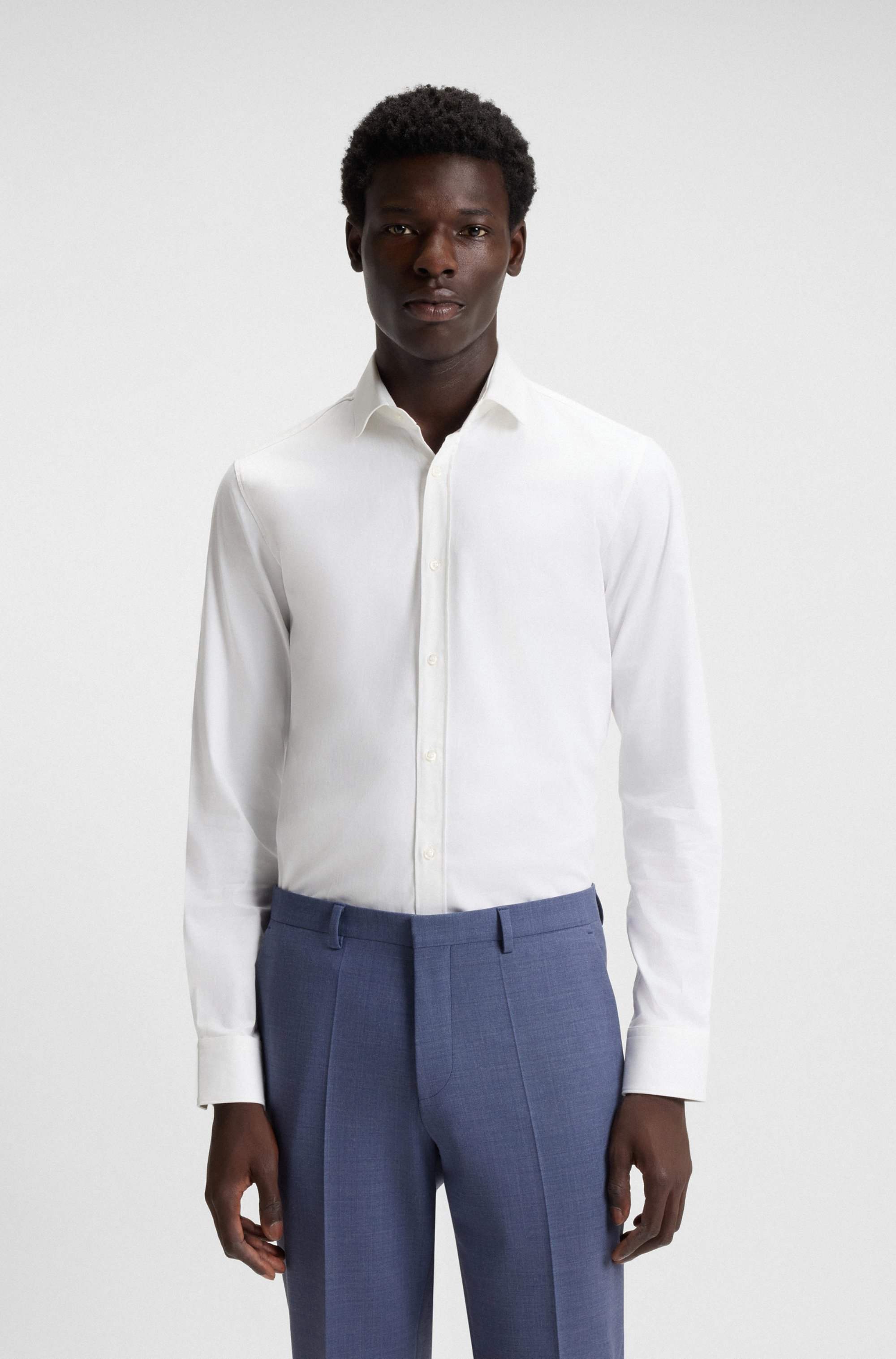 Extra-slim-fit shirt in stretch-cotton satin