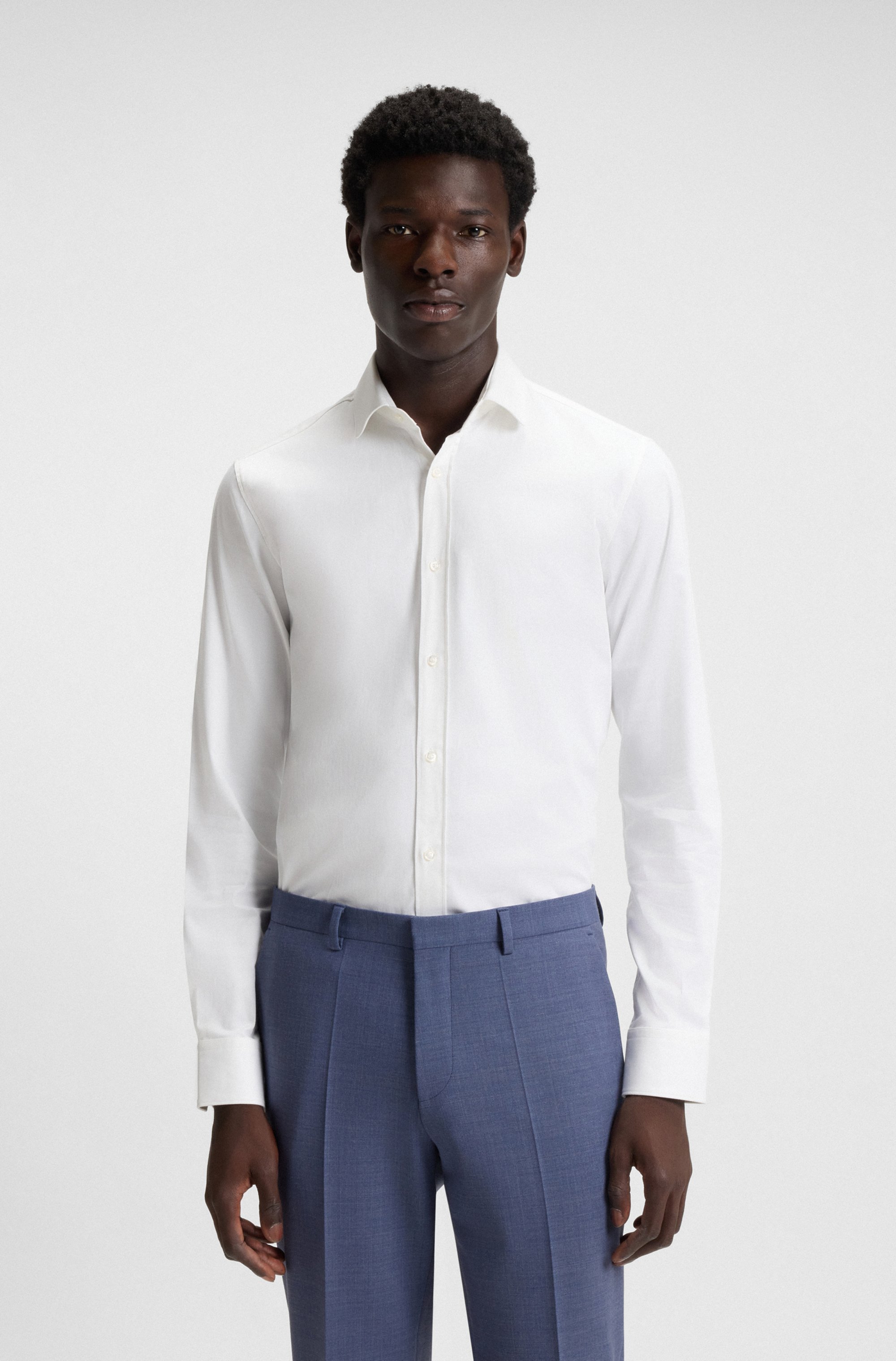 Extra-slim-fit shirt in stretch-cotton satin