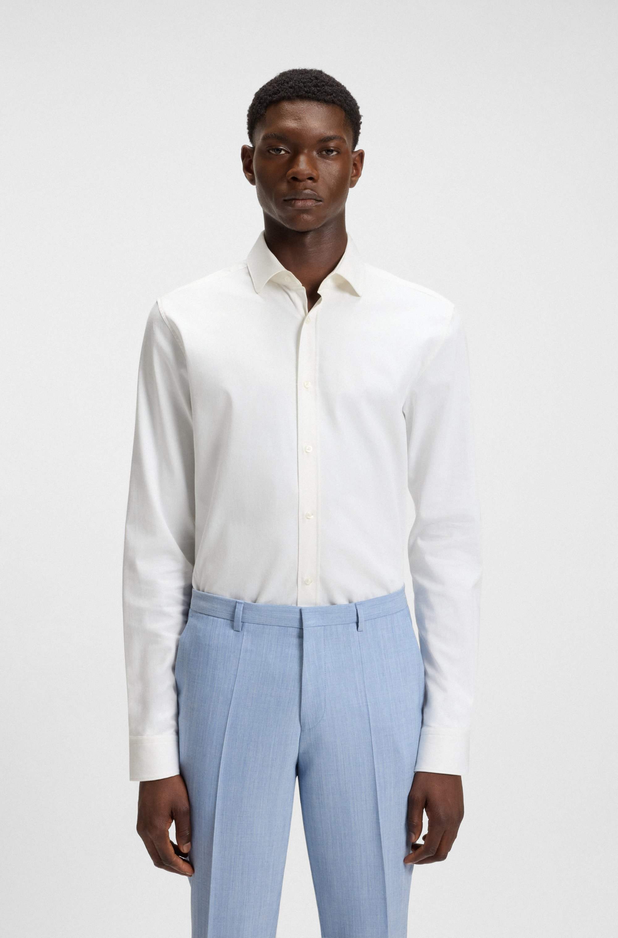 Extra-slim-fit shirt in stretch-cotton satin