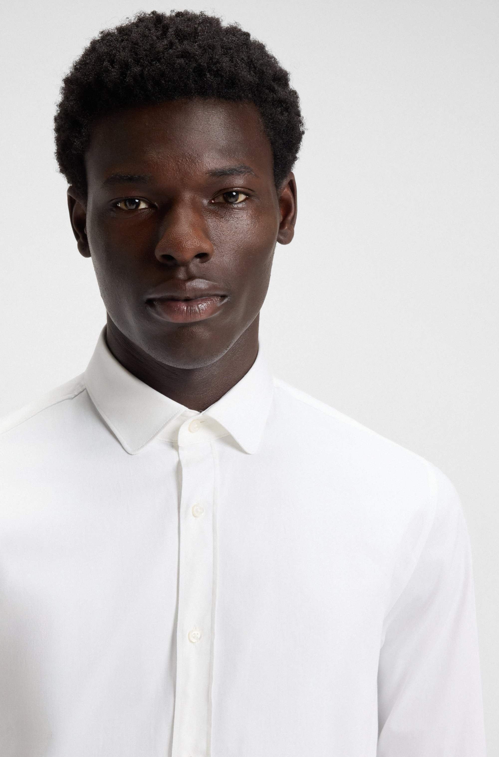 Extra-slim-fit shirt in stretch-cotton satin