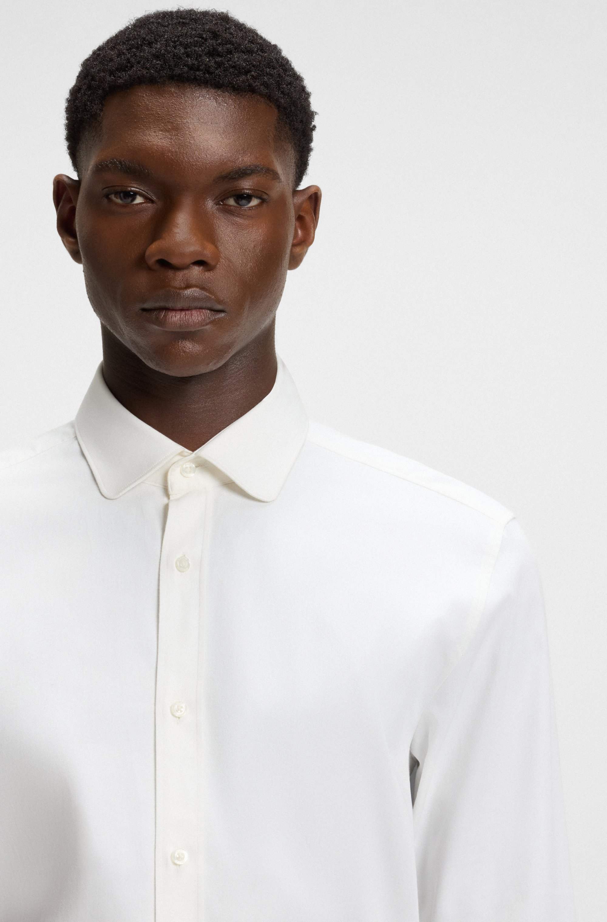 Extra-slim-fit shirt in stretch-cotton satin