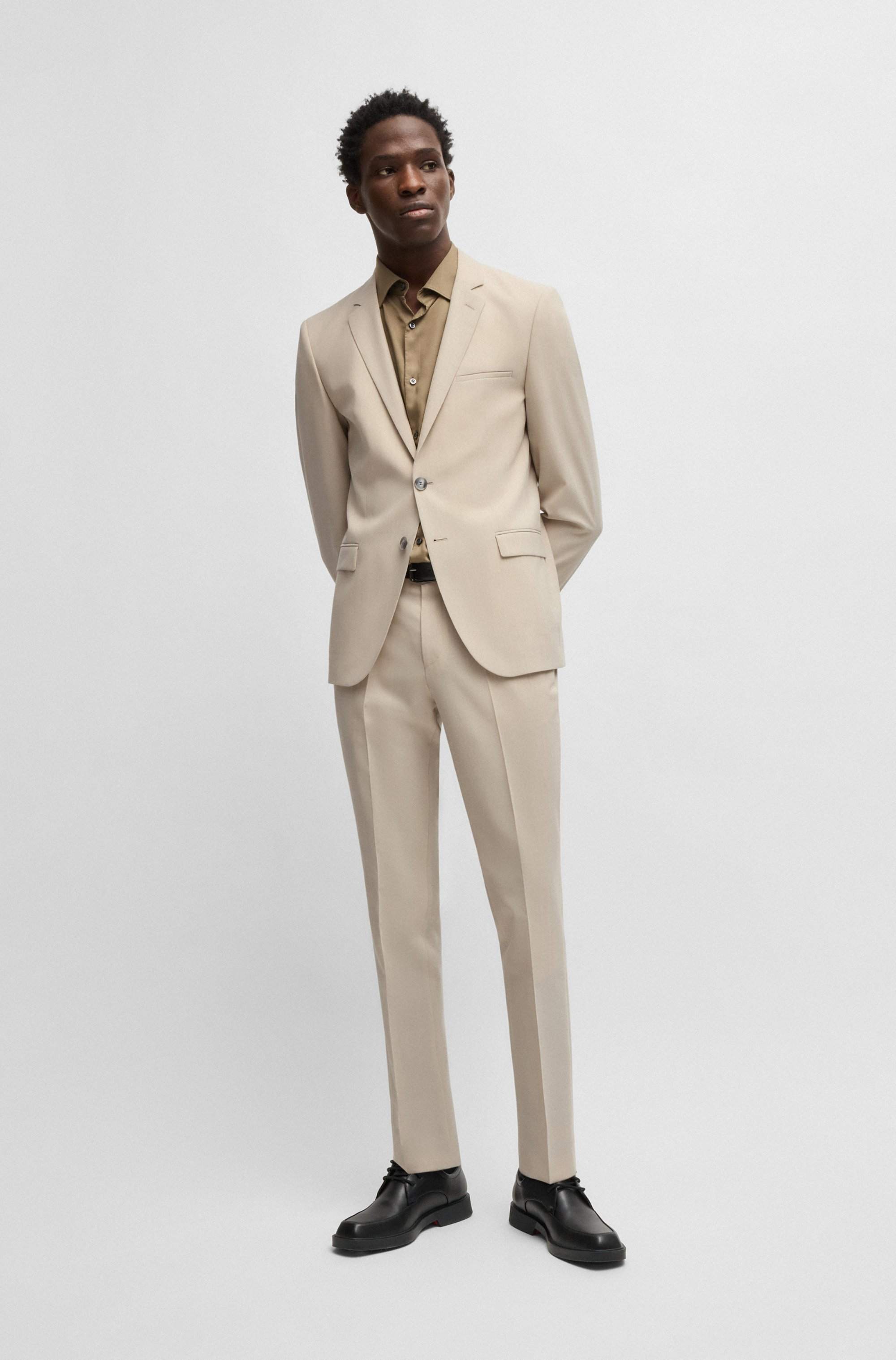 Extra-slim-fit suit in a melange wool blend