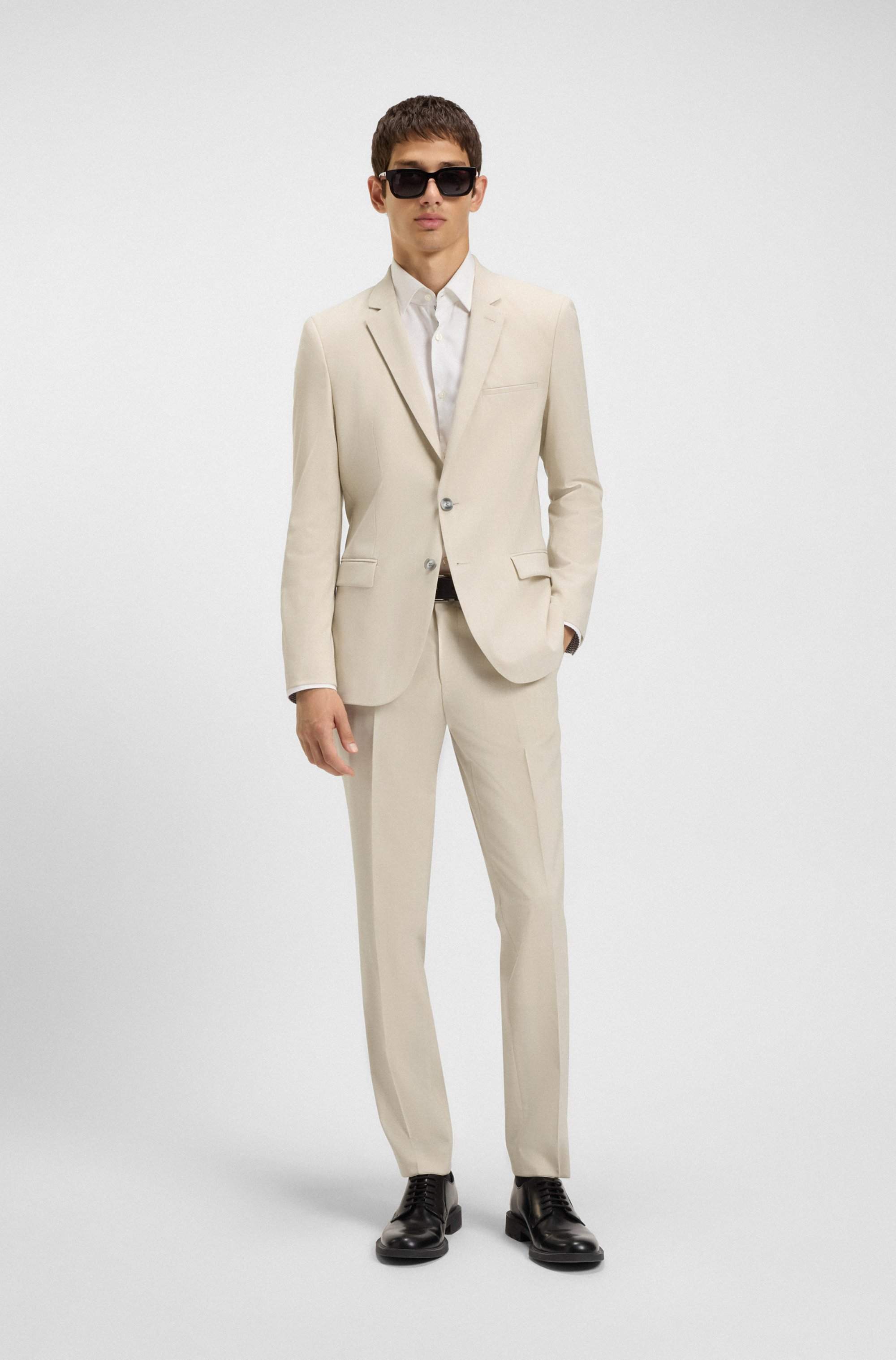 Extra-slim-fit suit in a melange wool blend
