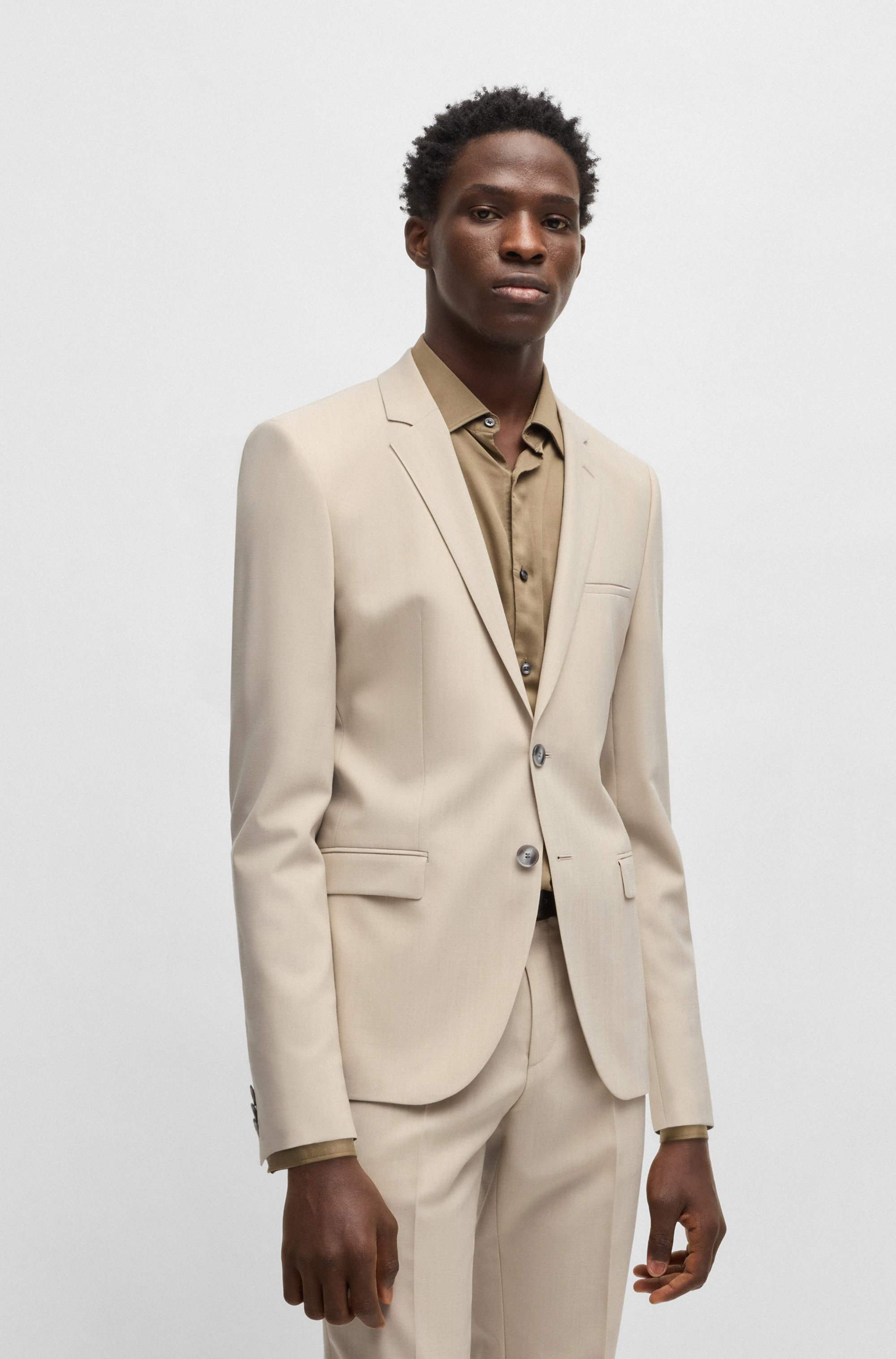 Extra-slim-fit suit in a melange wool blend