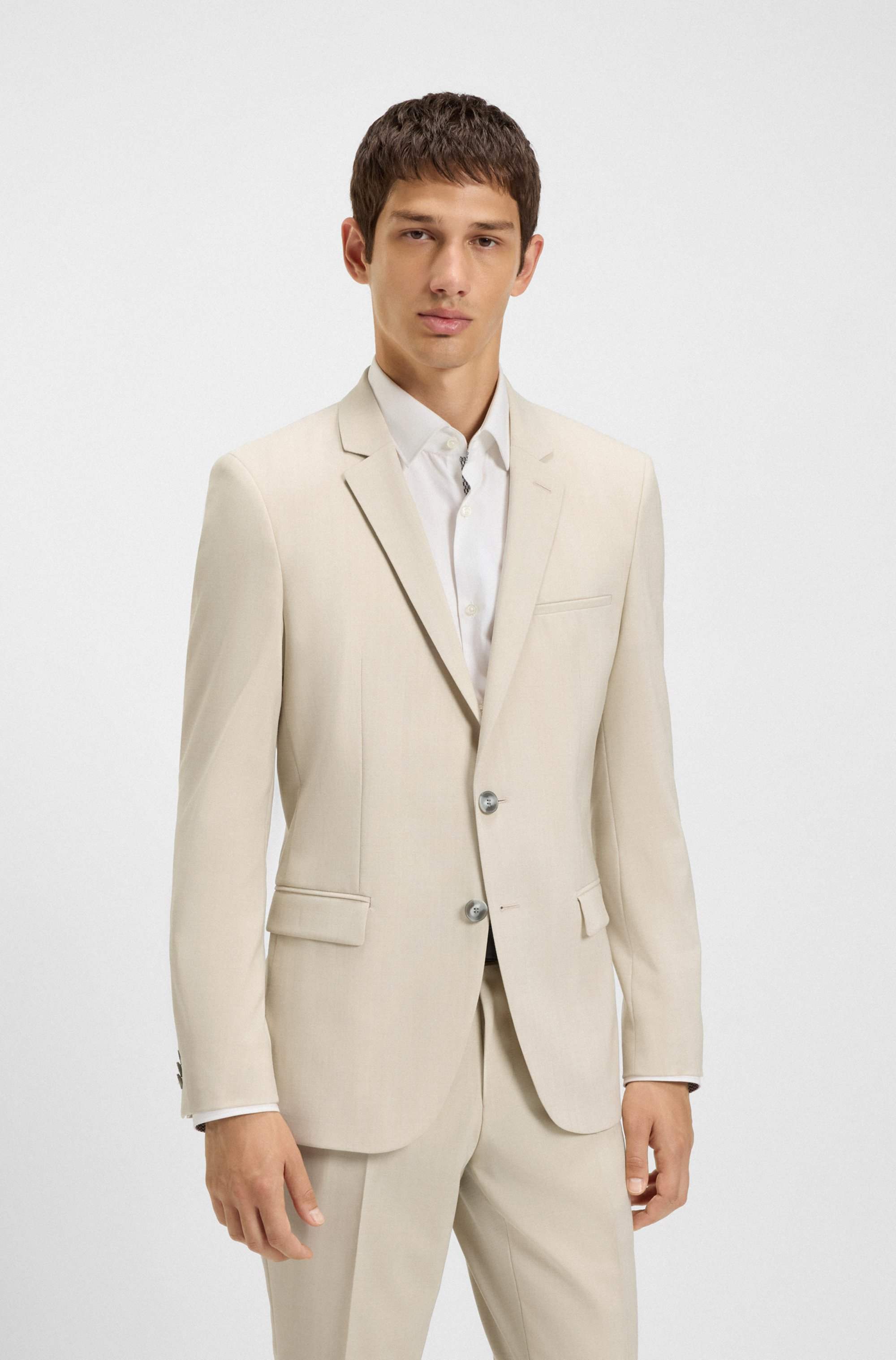 Extra-slim-fit suit in a melange wool blend