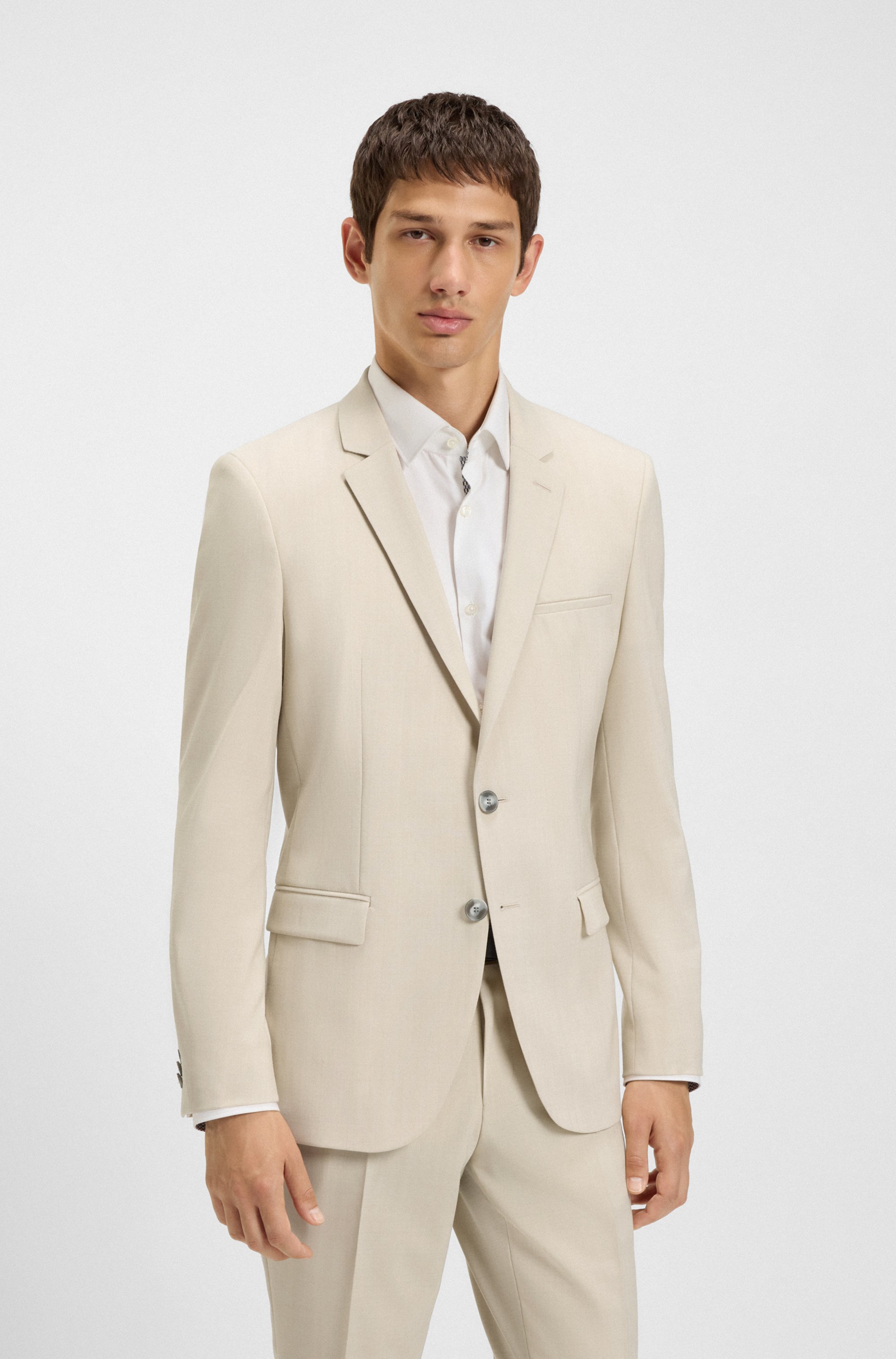 Extra-slim-fit suit in a melange wool blend