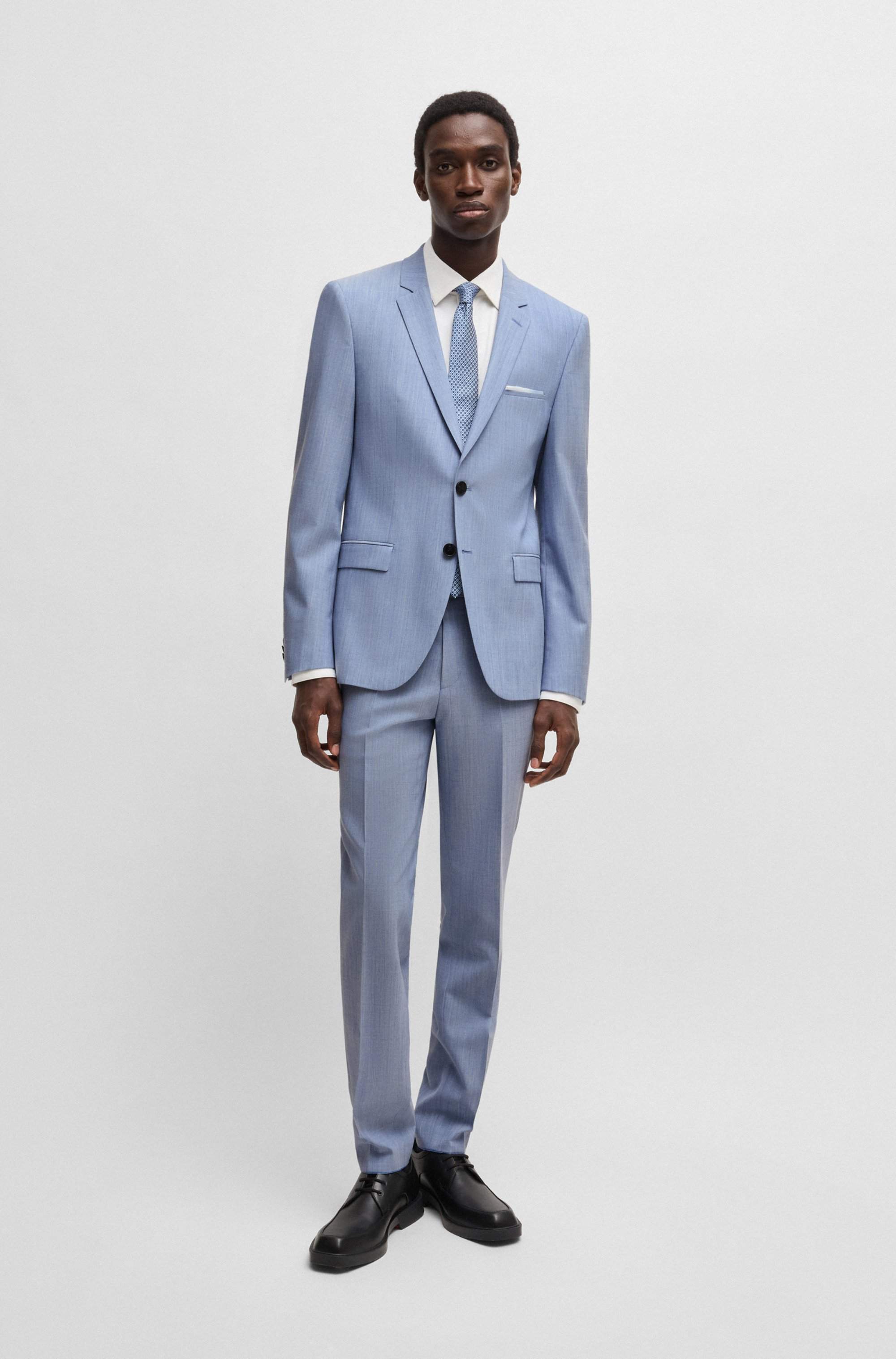 Extra-slim-fit suit in a melange wool blend
