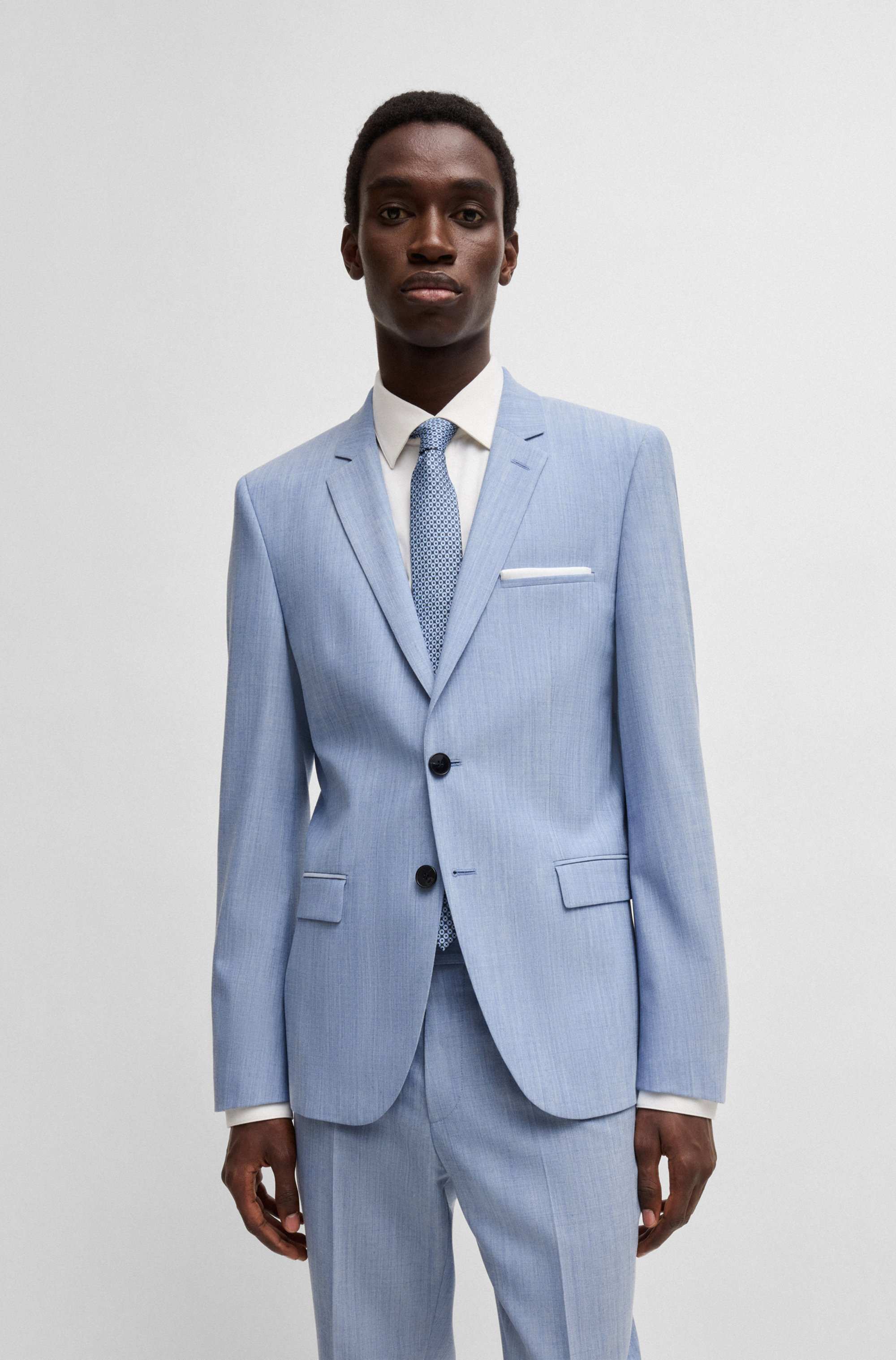 Extra-slim-fit suit in a melange wool blend